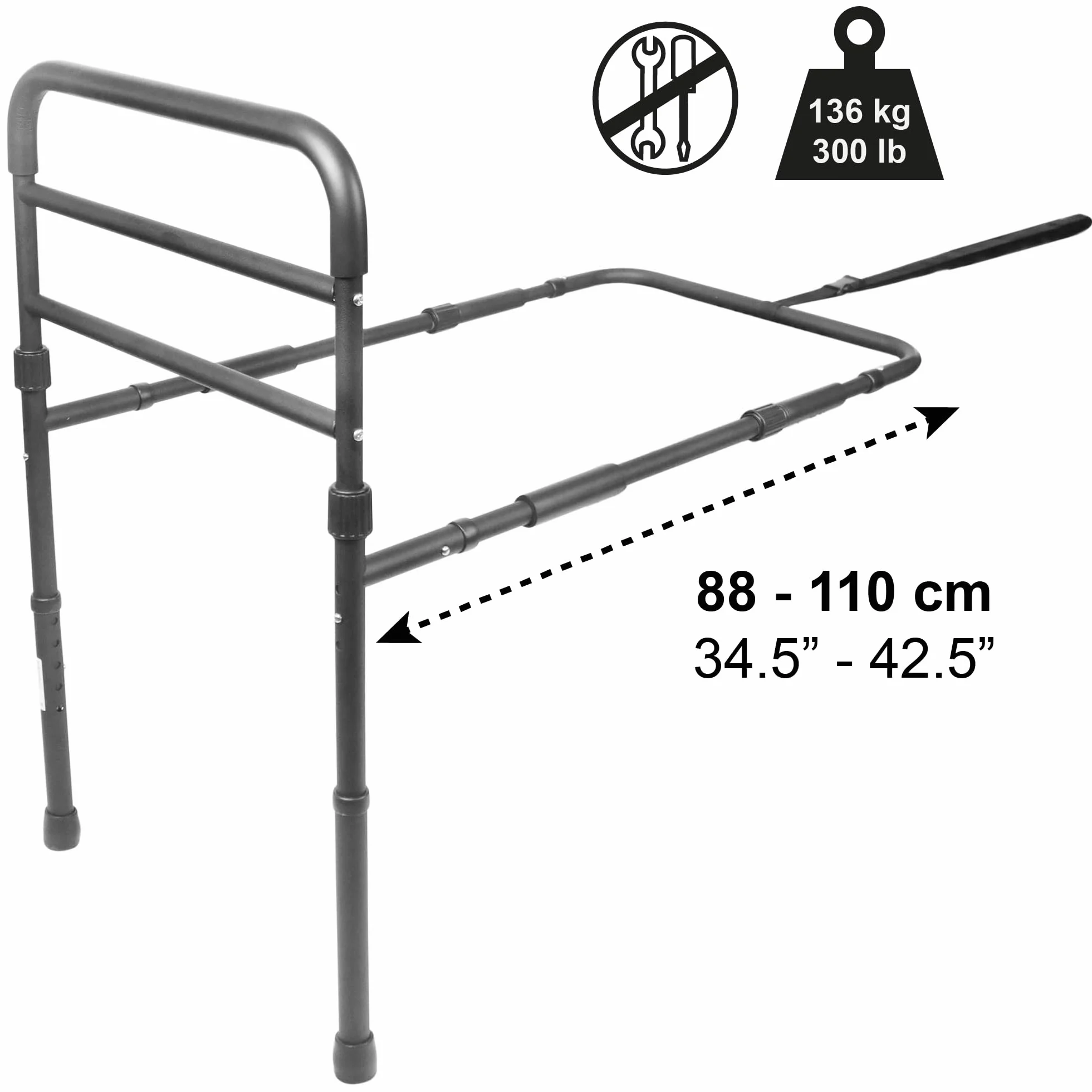 PEPE Mobility Poręcz łóżka regulowana wysokość 26-41 cm barierka czarna