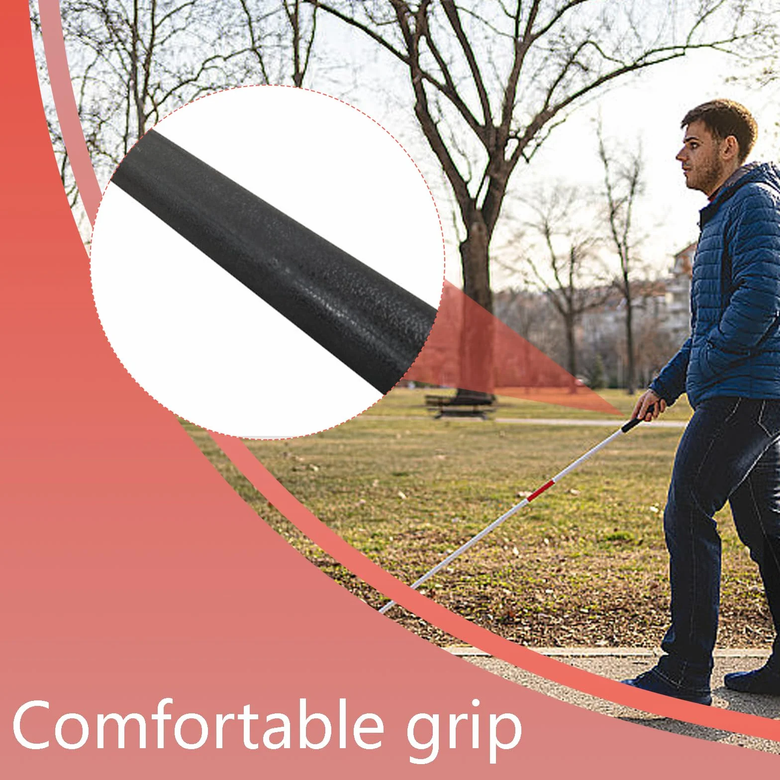 Blind Stick, składana laska do chodzenia, czerwono-biała, odblaskowa laska do chodzenia, 4 sekcje, składana laska dla osób niedowidzących i niewidomych, 123 cm