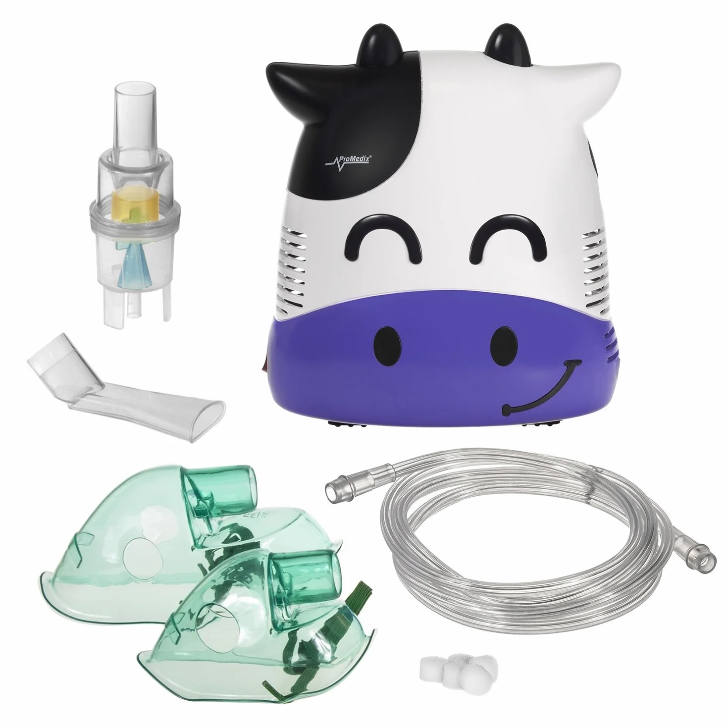 PR-810 Inhalator Elektryczny Medyczny Nebulizator Dla Dzieci I Dorosłych Krówka, Głośność <55dB, Waga 1.5kg