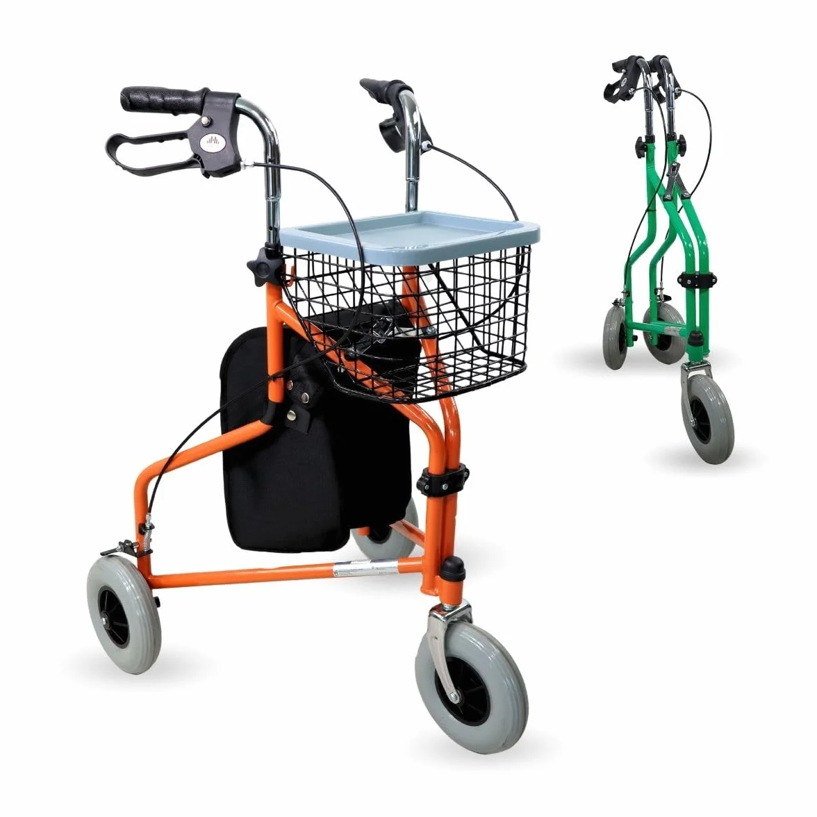 Mobiclinic Caleta Podpórka trzykołowa z koszykiem i hamulcem na rączkach Pomarańczowy
