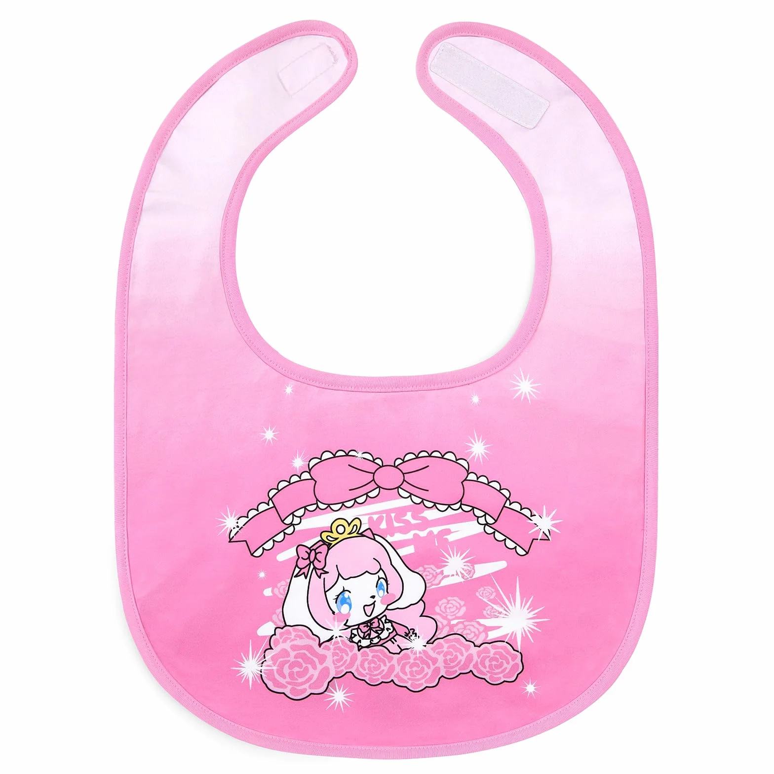 LittleForBig Jedwabisty wodoodporny śliniak dla dorosłych z nadrukiem Babydoll z regulowanym zapięciem na rzep - śliniak dla dorosłych Little Beauty