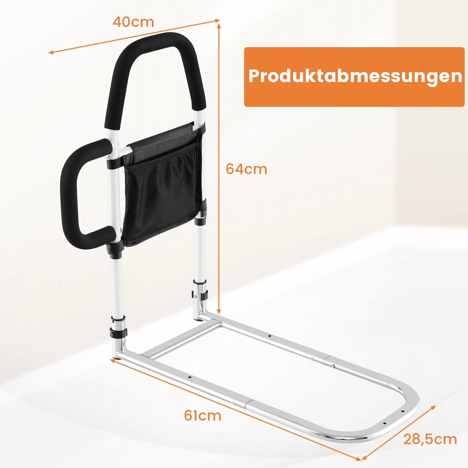 COSTWAY Kratka do łóżka z poręczami, pomoc przy wstawaniu, do 136 kg, boczna ochrona łóżka