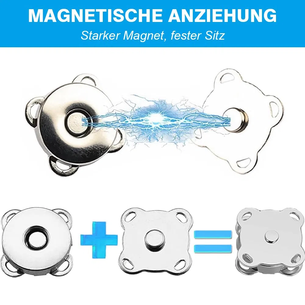 40 zestawów magnetycznych zatrzasków 18 mm, guziki magnetyczne do przyszycia, metalowe śliwkowe zapięcie na guziki, do ubrań, toreb, LED, 4 kolory