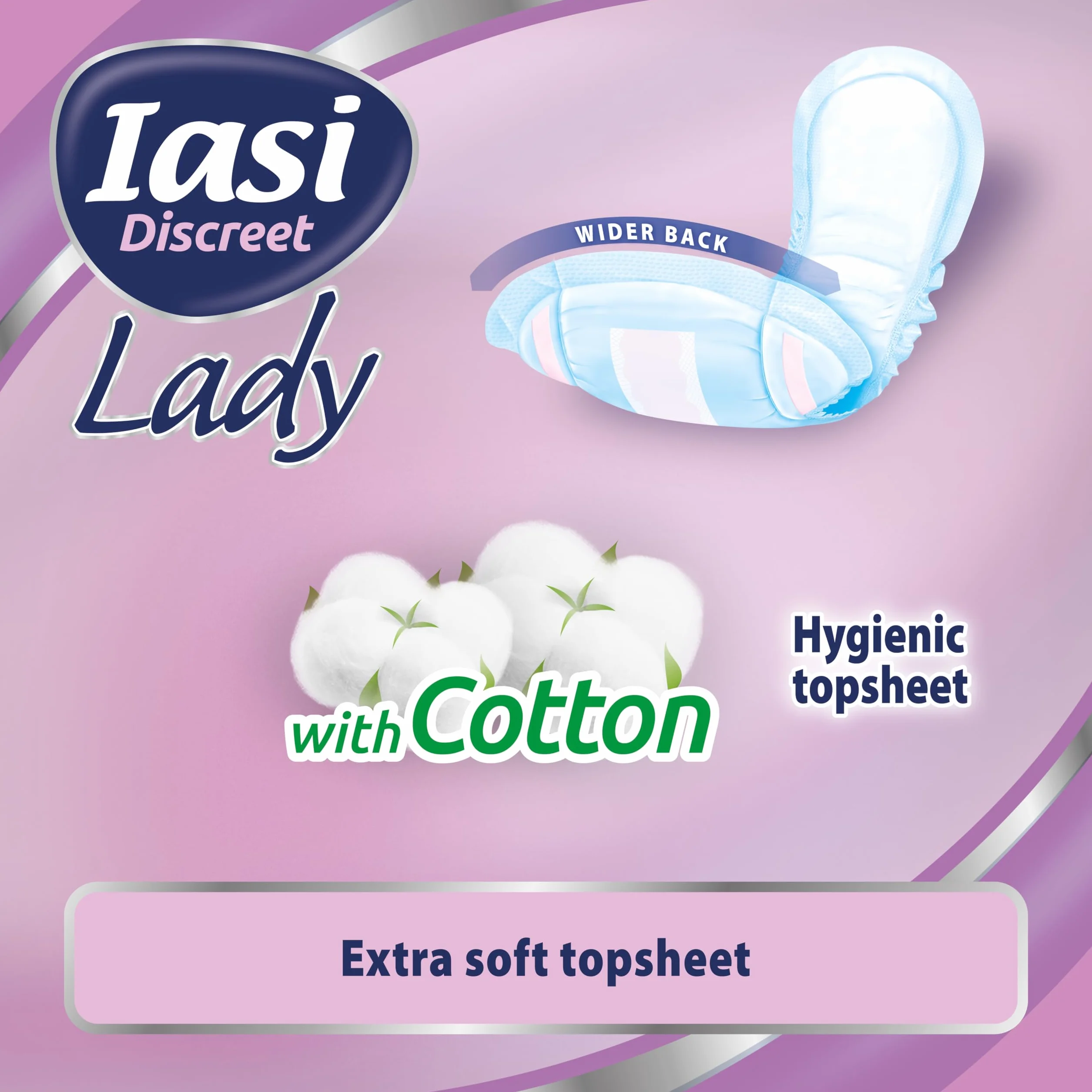 IASI Dyskretny LADY, Sorbenty do wycieku moczu Kobiece lekkie i umiarkowane, Super rozmiar, 10 jednostek