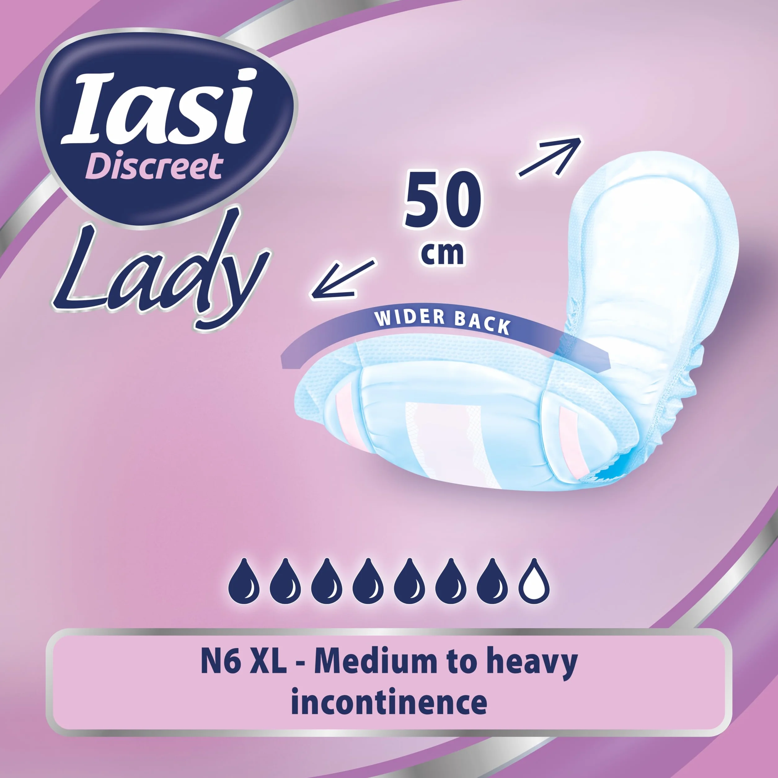 IASI Discreet LADY, lekkie i umiarkowane damskie sorbenty wyciek moczu, bardzo duży rozmiar, 10 sztuk