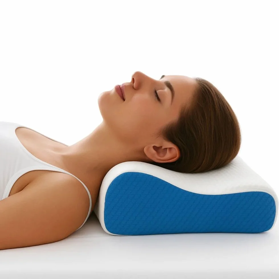 Ortopedyczna poduszka przeciw chrapaniu 60 x 40 x 12 cm – ergonomiczna poduszka pod kark z pianki z pamięcią kształtu zapobiega chrapaniu – poduszka dla osób śpiących na boku i plecach, zdejmowana