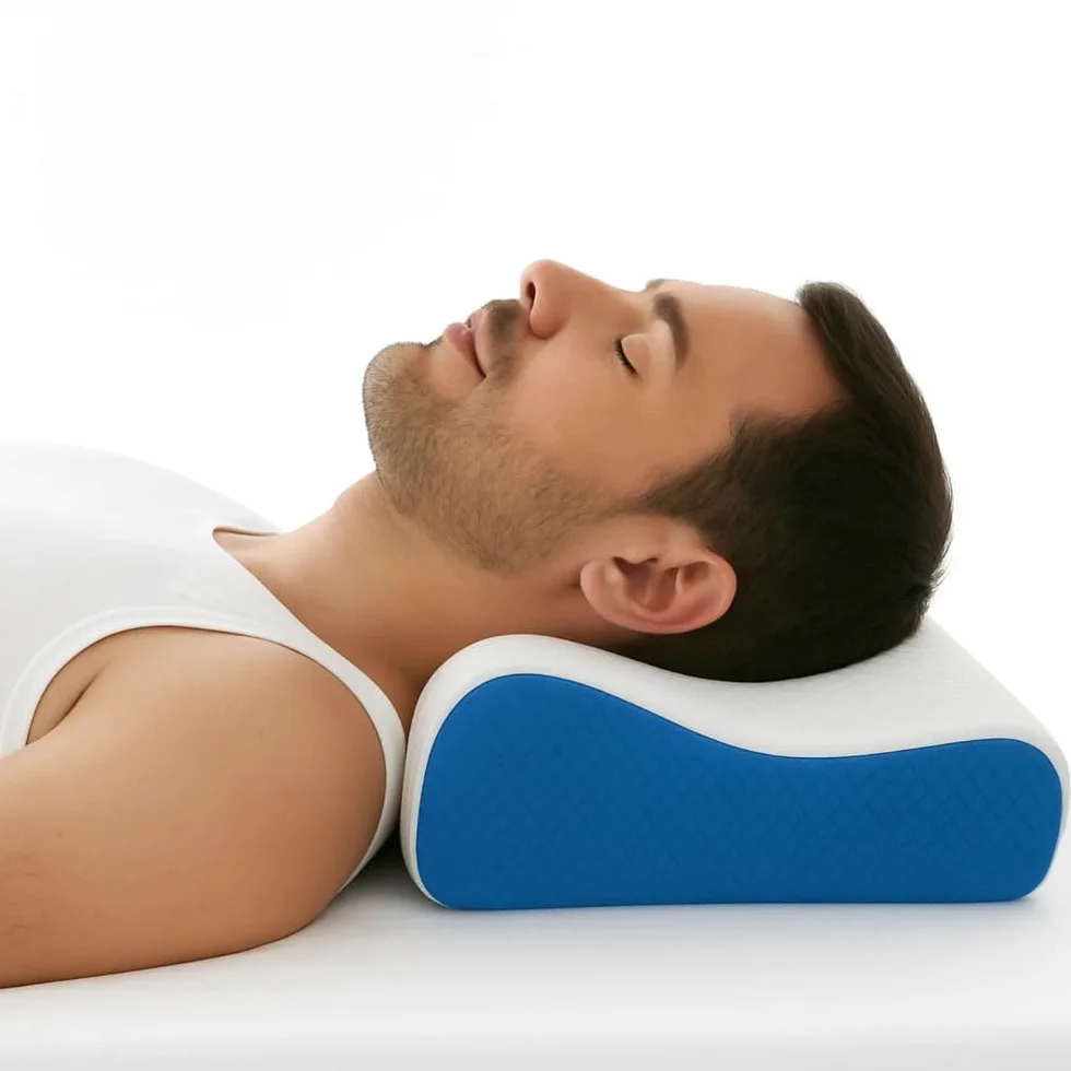 Ortopedyczna poduszka przeciw chrapaniu 60 x 40 x 12 cm – ergonomiczna poduszka pod kark z pianki z pamięcią kształtu zapobiega chrapaniu – poduszka dla osób śpiących na boku i plecach, zdejmowana