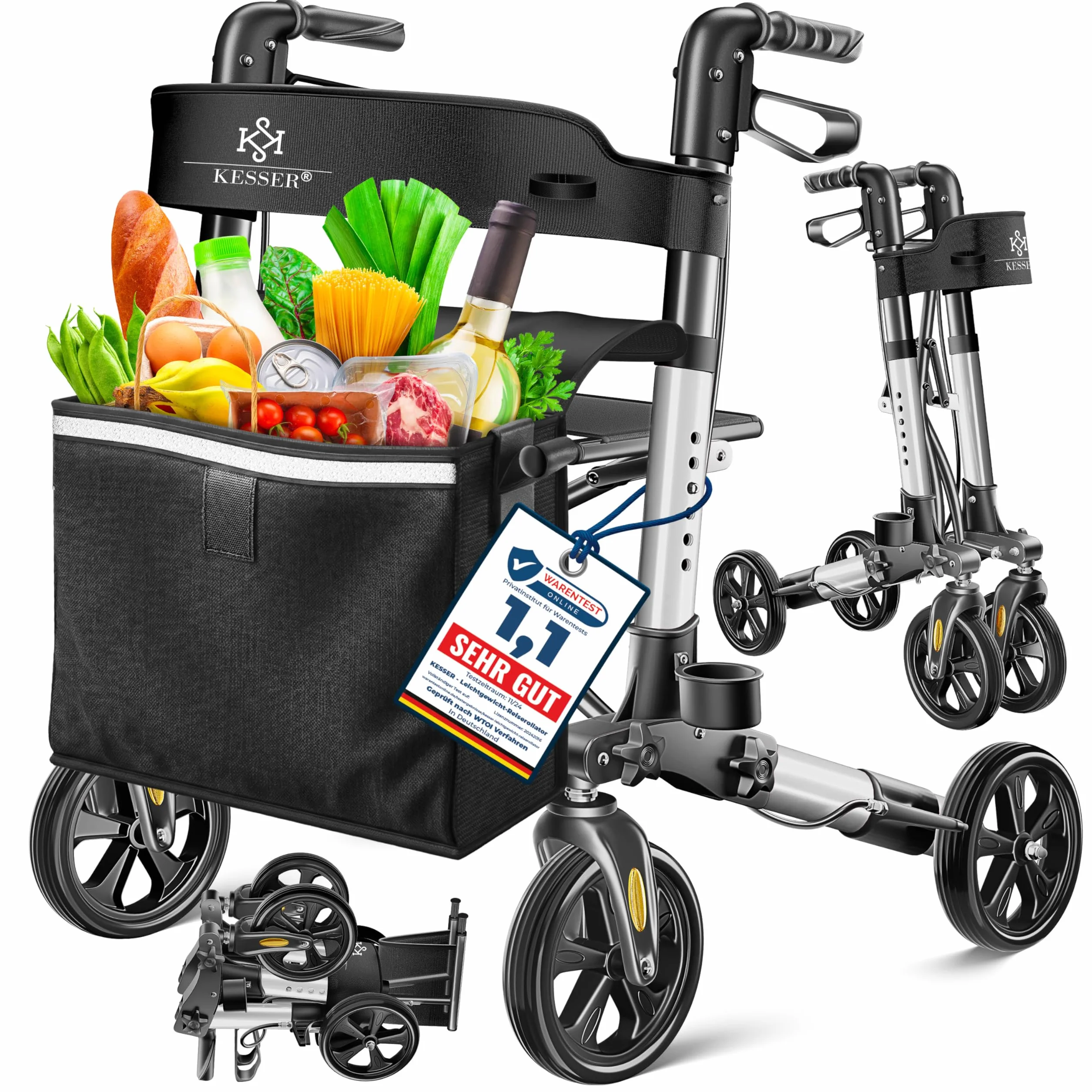 Kesser Składany chodzik podróżny aluminiowy z regulowaną wysokością