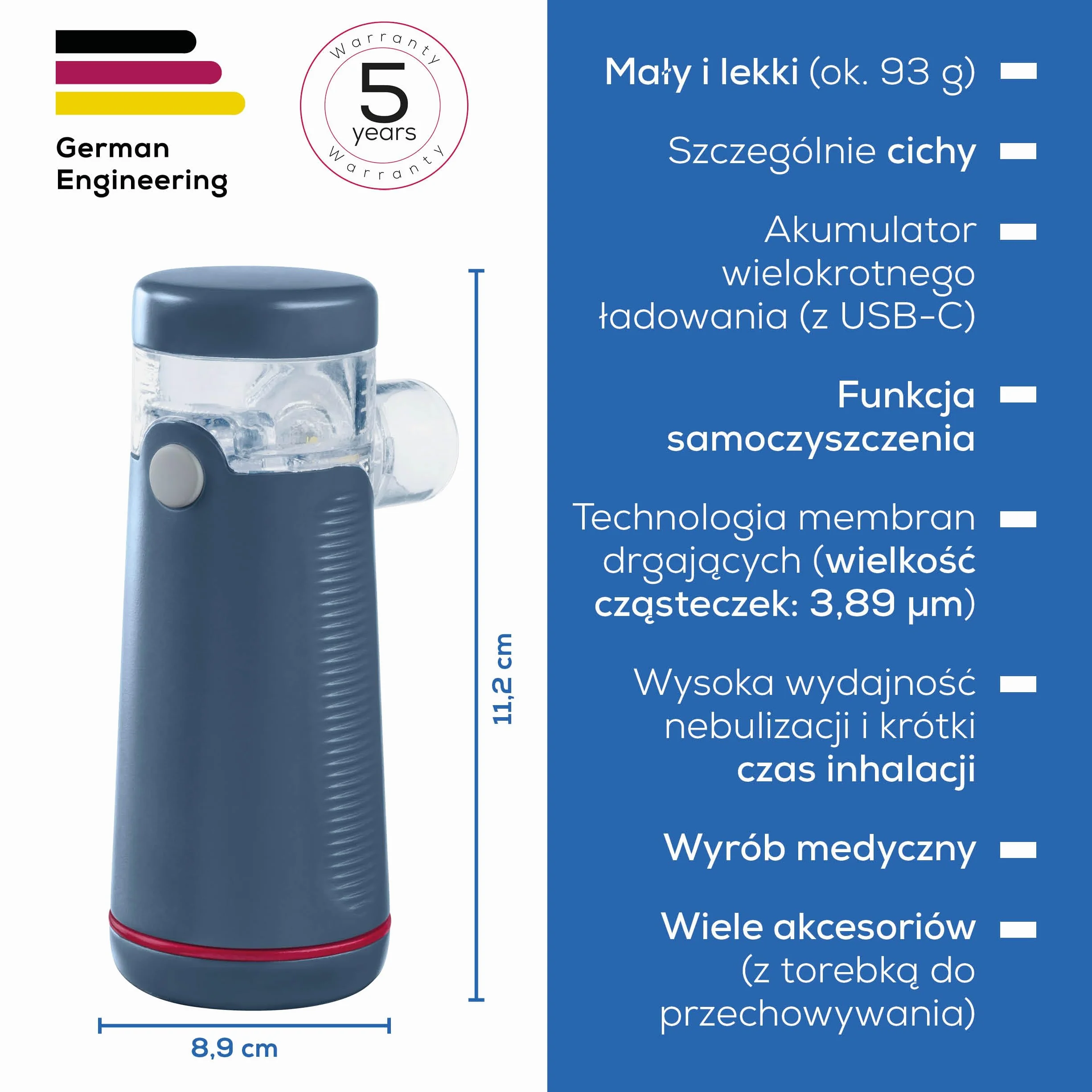 Beurer IH 49 Inhalator przenośny dla dzieci i dorosłych, cichy, z akumulatorem