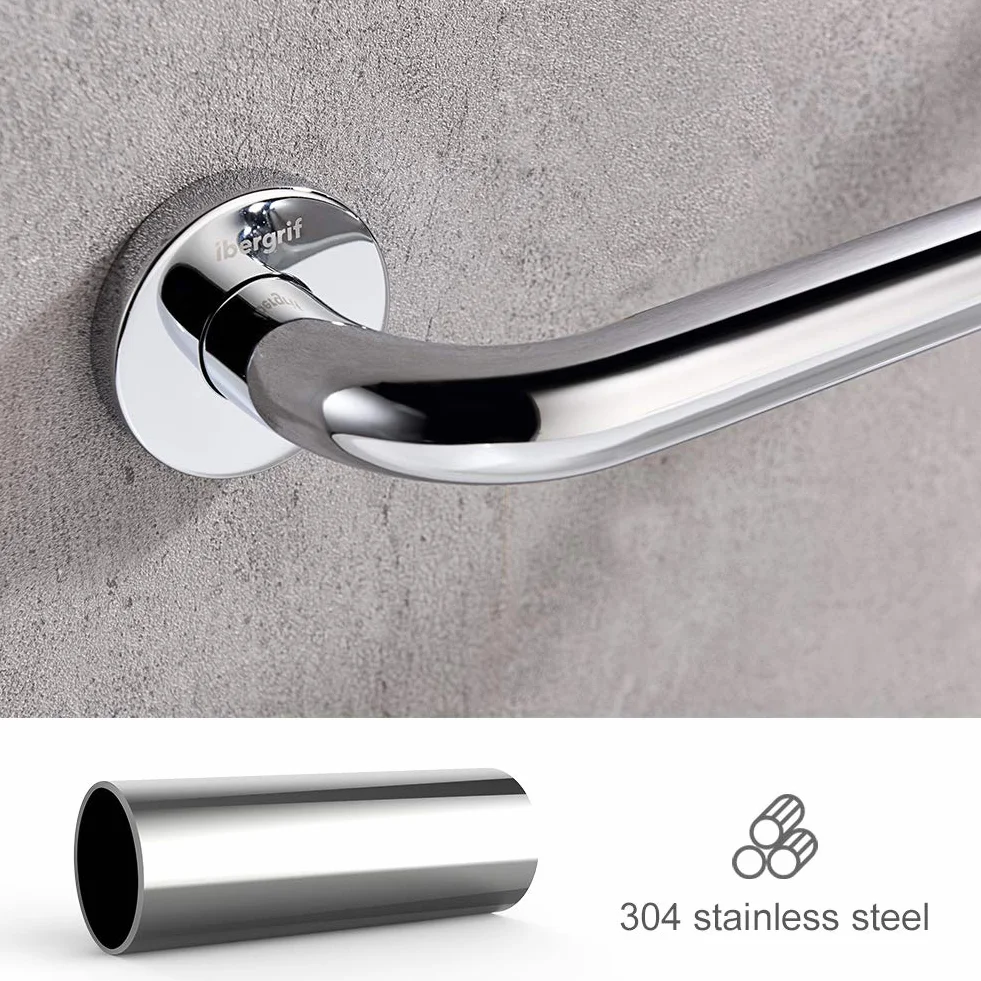 Ibergrif M34017, uchwyty prysznicowe, ASA Łazienka kąt bezpieczeństwa, balustrady WC, stal nierdzewna, srebro, 40 cm