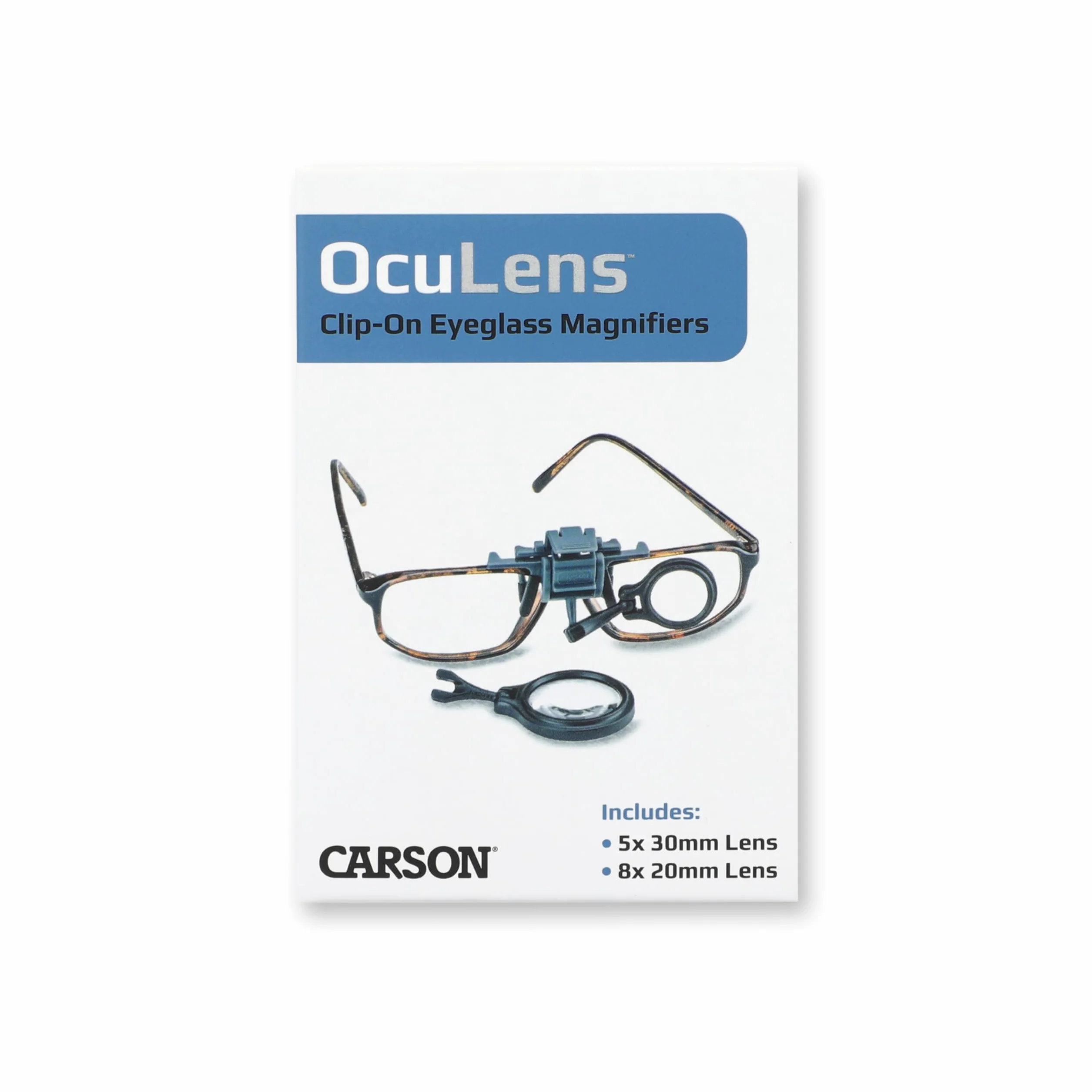 Carson OL-57 OcuLens 5x/8x lupa nasadowa do zaciskania okularów
