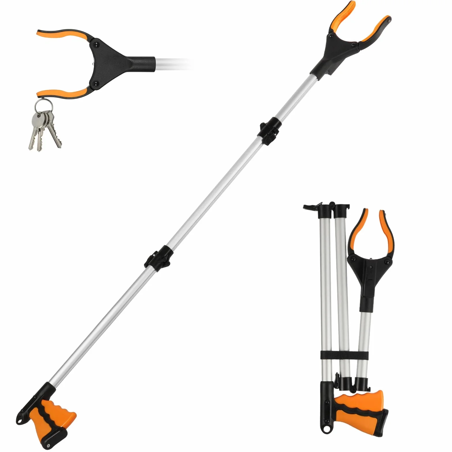 Flintronic 110 cm / 43 cale Chwytaki do Śmieci Kij Chwytający, Narzędzie Chwytające z Lampką, Pomocny Chwytacz, Składany Chwytacz, Długie Chwytaki dla Dorosłych, Niepełnosprawnych, Osób Starszych