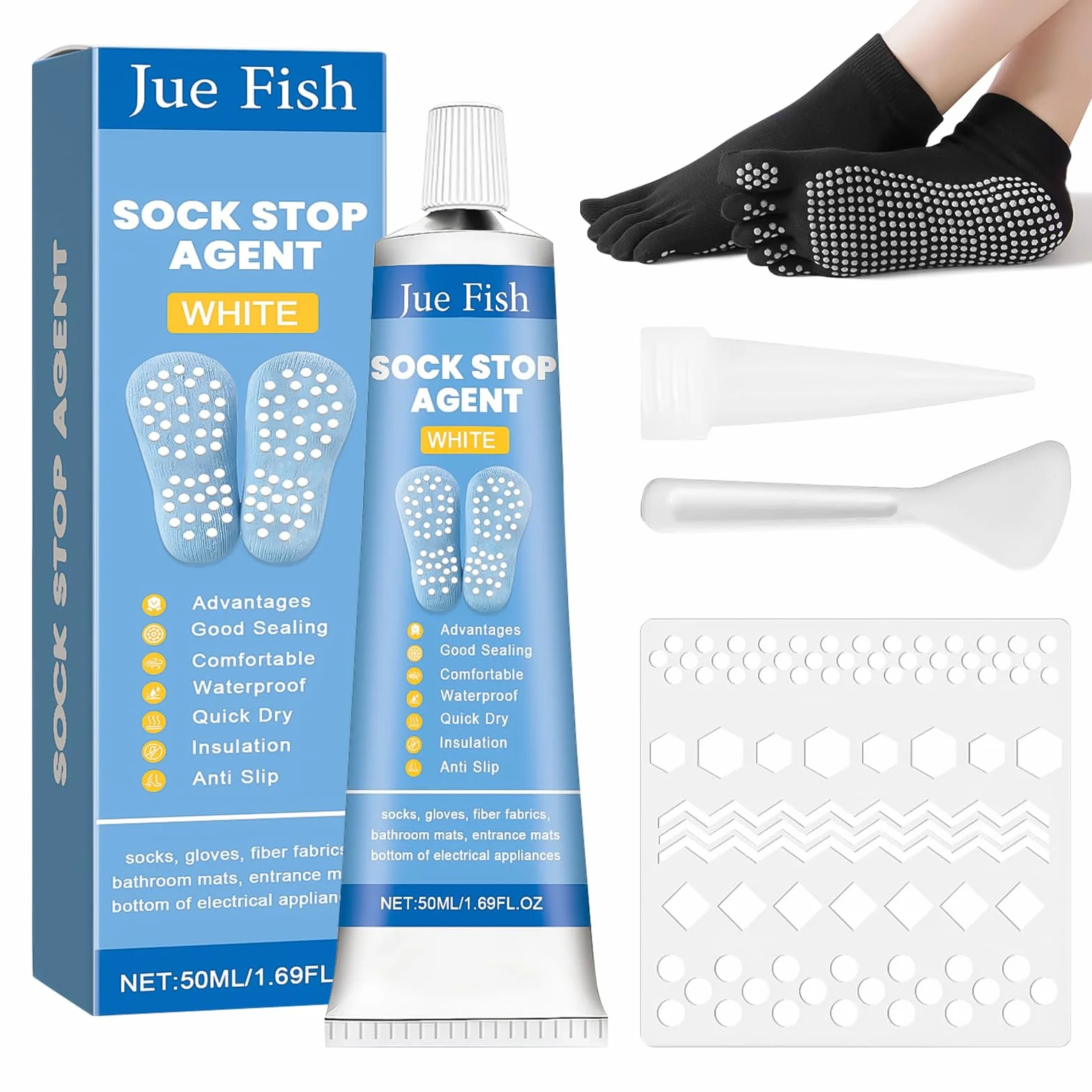 Sock Stopp 2 zestawy antypoślizgowych stoperów do skarpet, 2 x 50 ml, płyn do skarpet wełnianych, rękawiczek, dywanów, nadają się do prania