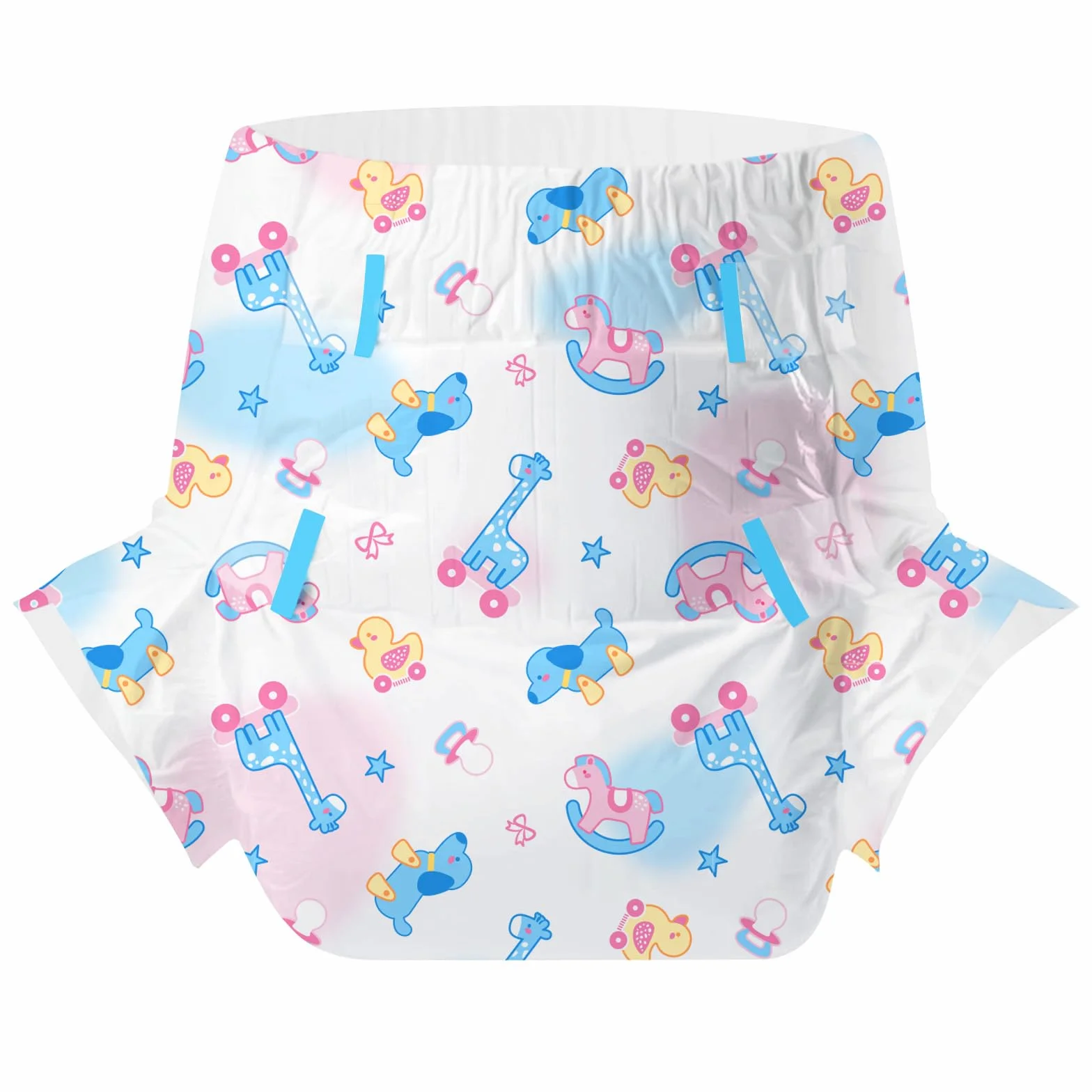 CutiePlusU Pieluchy dla dorosłych, 2 sztuki, jednorazowe majtki do inkontynencji z zakładkami, dla kobiet i mężczyzn, maksymalna chłonność na noc - Rocking Fun (średnie, 76-91 cm)
