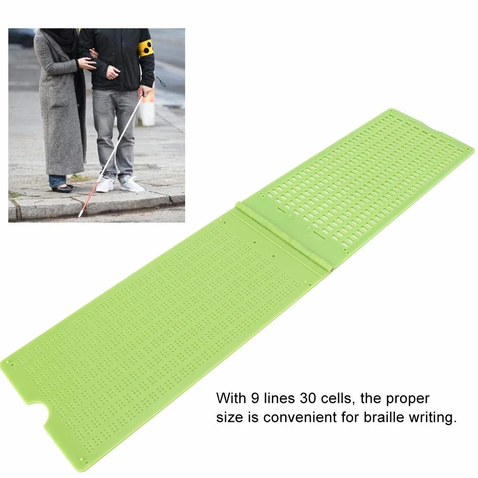 Braille Aids narzędzie do pisania, narzędzie Braille Aids przenośne plastikowe 9 linii 30 komórek Braille do pisania łupki dostępne z małym stylem, zapewniając idealne wrażenia z nauki Braille'a