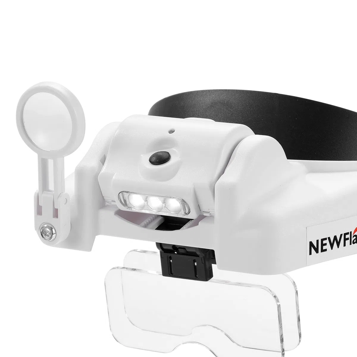 NEW FLASH Lupa na głowę ze światłem LED, ładowana przez USB, zestaw głośnomówiący do montażu na głowie, lupa z 6 odłączanymi soczewkami do pracy w bliskim czasie do czytania biżuterii, rękodzieła, elektroniczna naprawa 406202