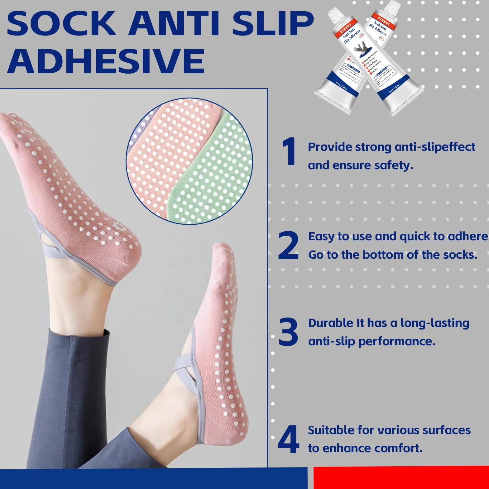 Sock Stop, antypoślizgowy lateks do skarpet, dywaników, mat łazienkowych, wieszaków, tekstyliów przezroczystych, 100 ml