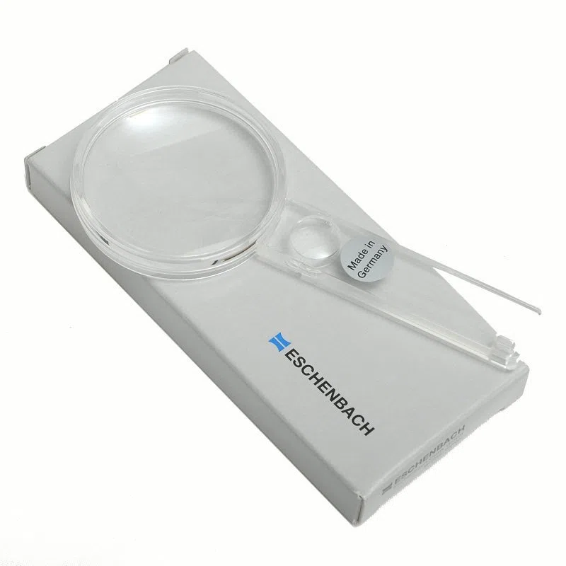 Eschenbach 2612407 - Reading magnifier with additional lens in handle, Excellent orientation on reading material due to transparent frame, Dimensions Lens: Ø 45 mm, Magnification: 3,25x, Dioptre: 9