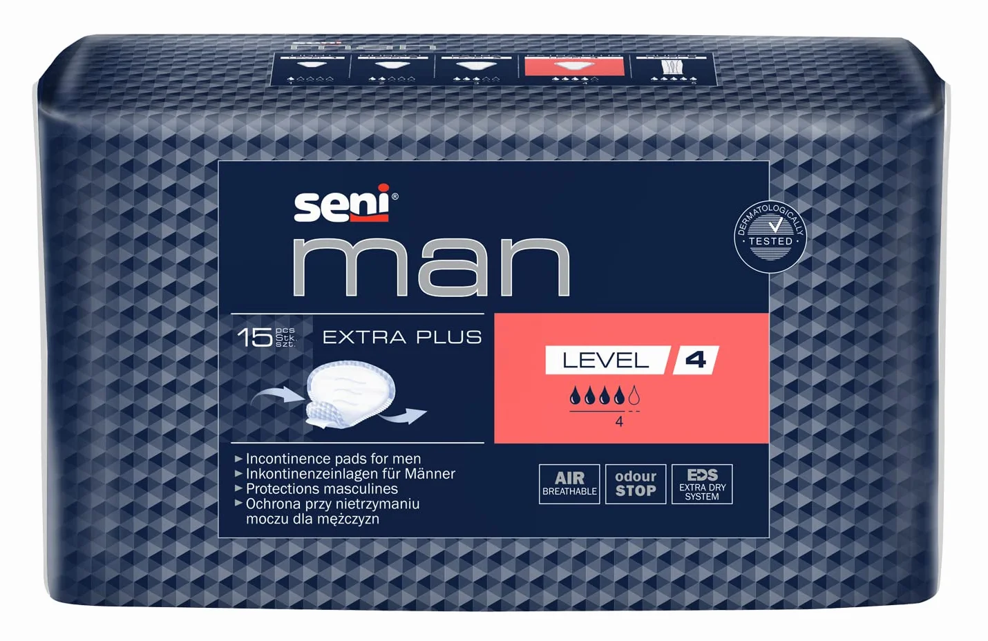 SENI MAN SUPER LEVEL 4 Wkładki urologiczne męskie, 15 szt.