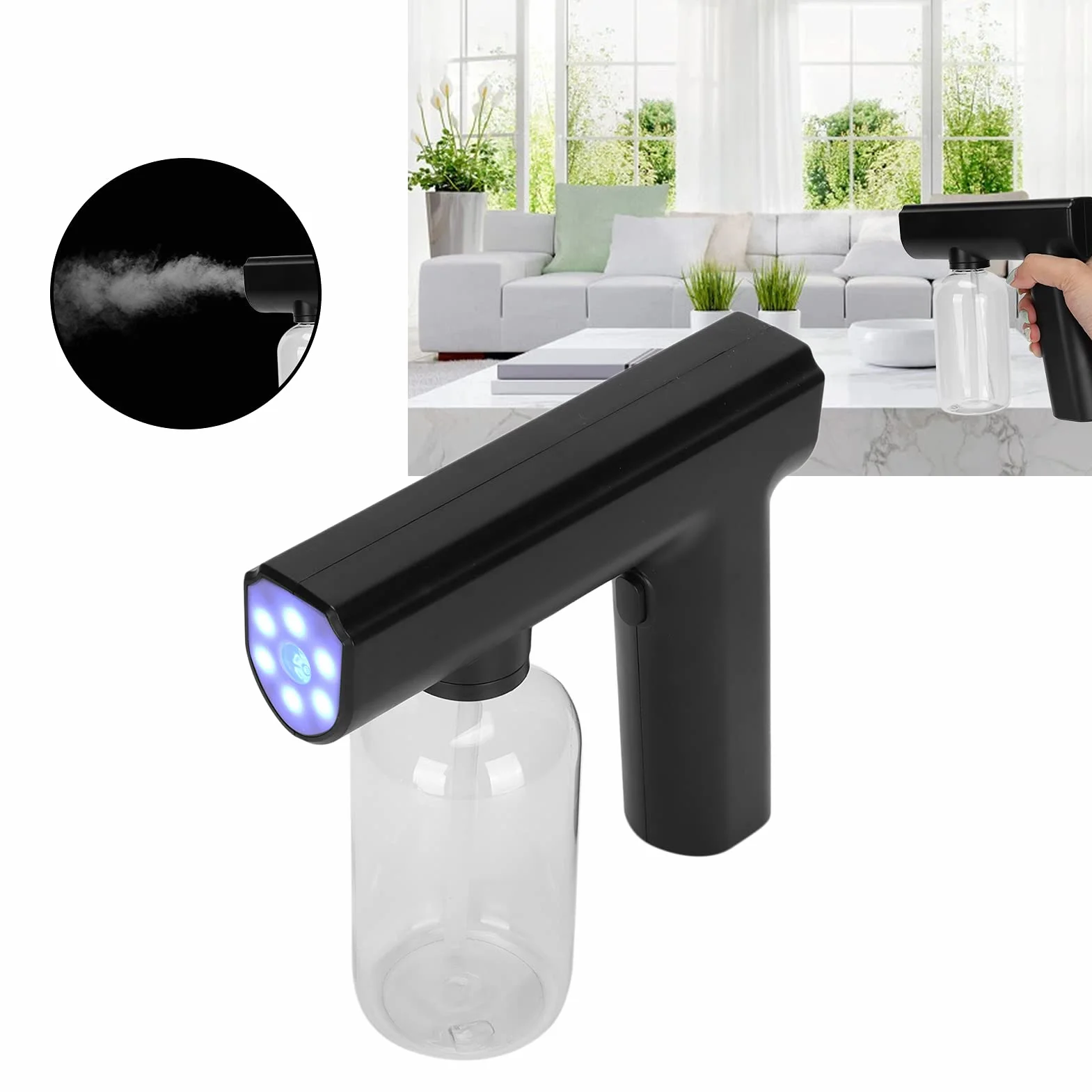 Pistolet parowy, elektryczny pistolet natryskowy, atomizer nanometryczny, bezprzewodowy nebulizator, akumulatorowy pistolet natryskowy, rozpylacz, maszyna do natryskiwania (czarny)