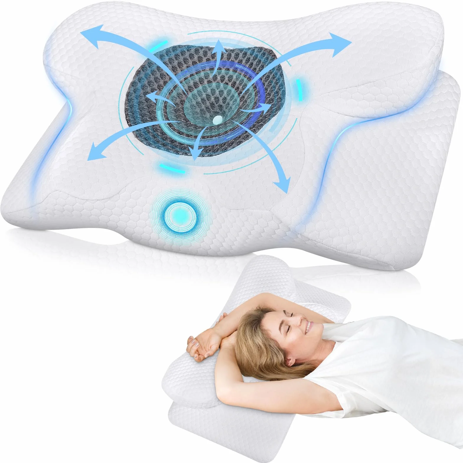 Poduszka Szyjna Ergonomiczna,Poduszka Z Pianki Memory Dla Osób Śpiących Na Boku,Plecach I Brzuchu, Poduszka Szyjna Poprawiająca Jakość Snu,60 X 34 X 13 CM