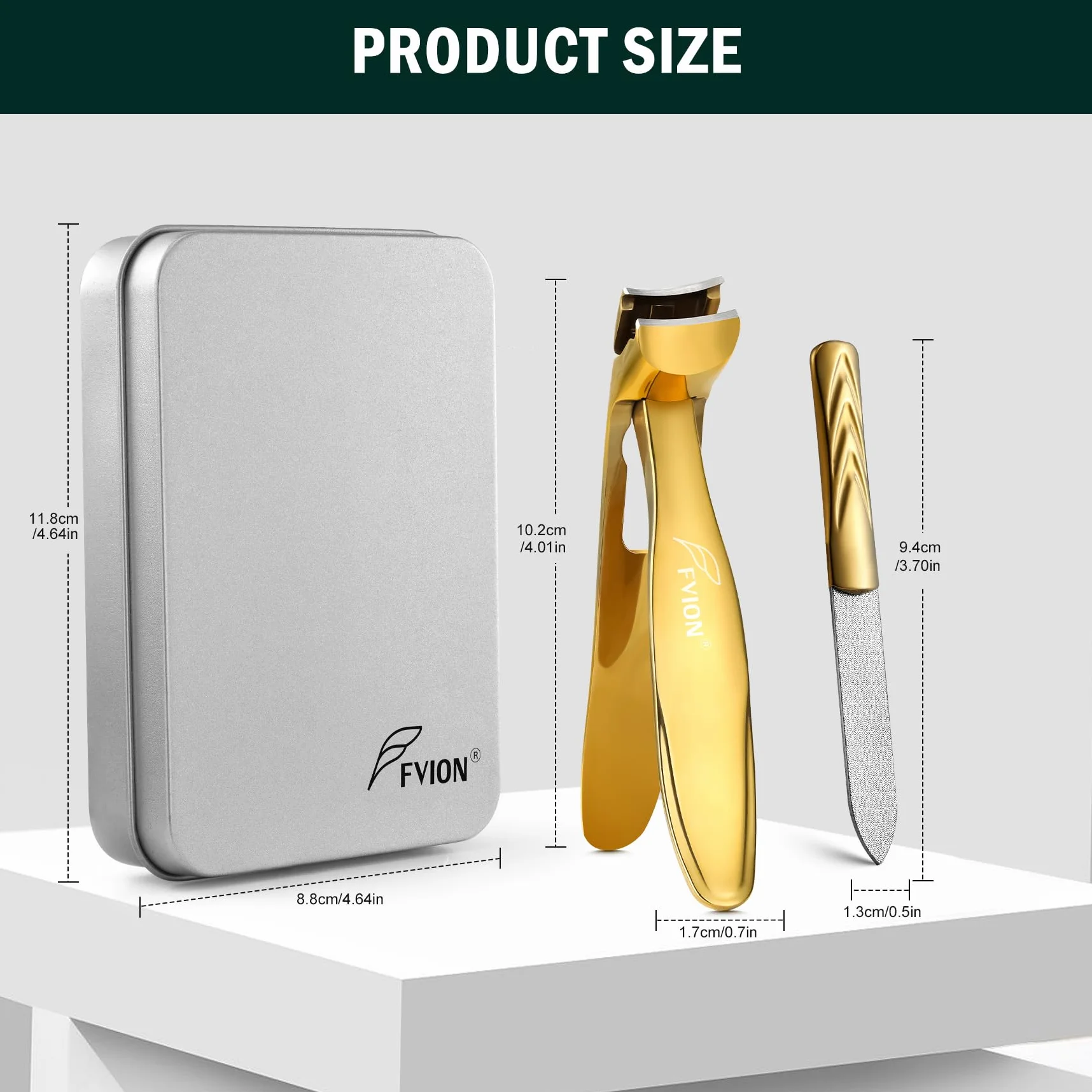 FVION Ergonomiczny obcinacz do paznokci dla seniorów, zakrzywiony obcinacz do grubych paznokci z łapaczem paznokci i metalowym pilnikiem, precyzyjne narzędzie do pielęgnacji paznokci dla łatwiejszego