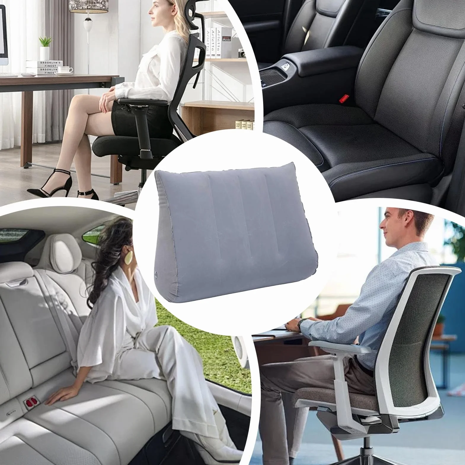 Générique Nadmuchiwany klin do łóżka, poduszka podtrzymująca w podróży, ergonomiczny design, miękki wygodny materiał, zawór szybkiego nadmuchiwania, idealny do czytania i komfortu ciąży
