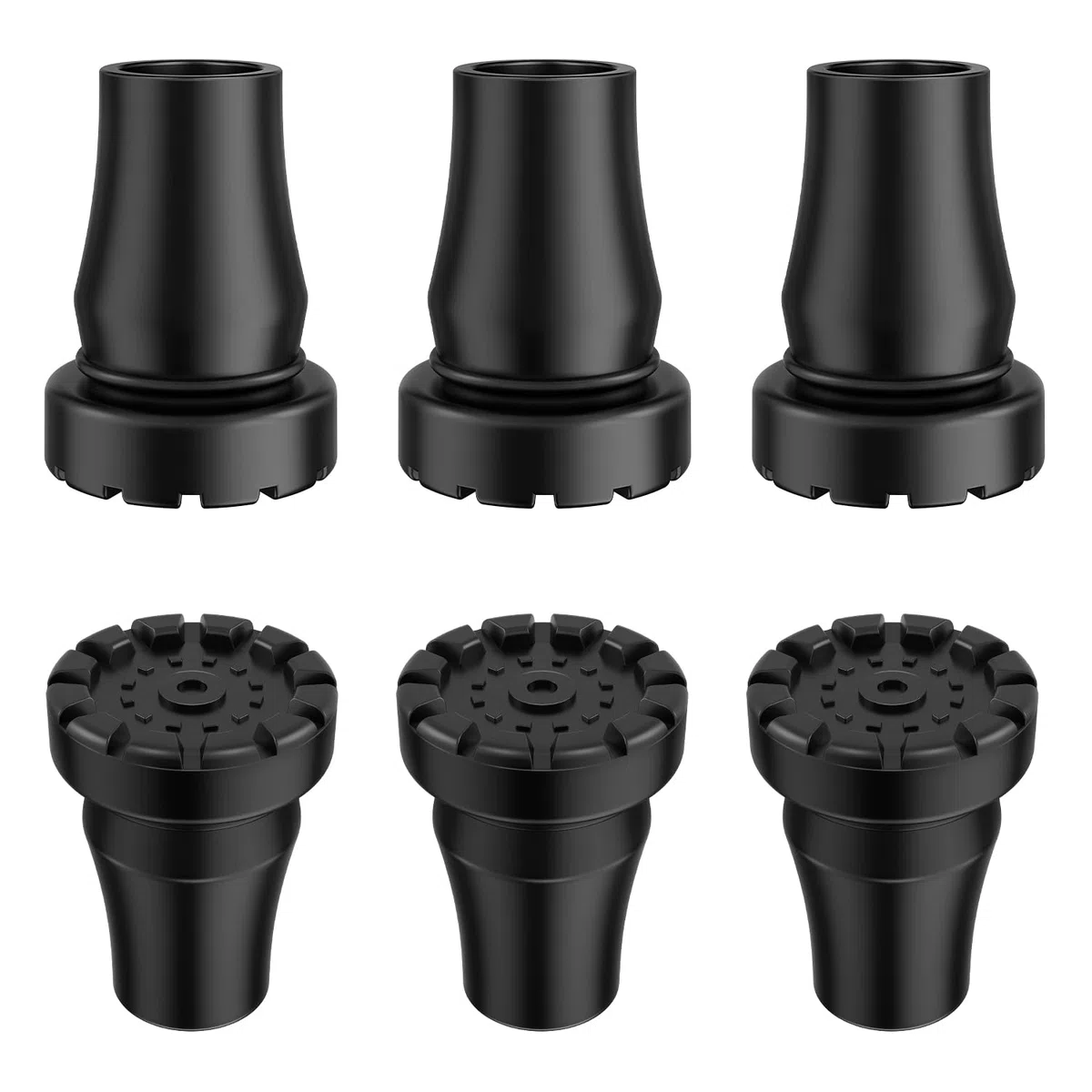 supregear Końcówki Do Lasek 19 mm, Czarna Amortyzująca Wstrząsy Wytrzymała Antypoślizgowa Nakładka, Wymienne Gumowe Końcówki Ze Wzmocnioną Metalową Wkładką Do Lasek I Kul, 6 Sztuk