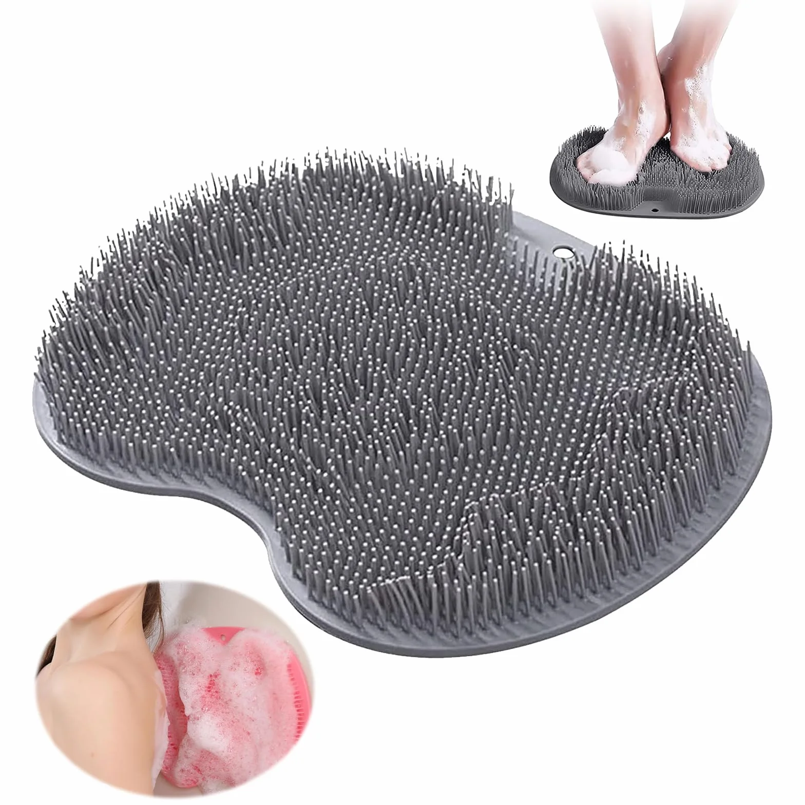 Antypoślizgowa mata do masażu, płuczka do stóp z przyssawkami, antypoślizgowa podkładka do masażu pod prysznic, masażer do stóp Scrubber Cleaner Zmniejsza ból i poprawia krążenie krwi w stopach