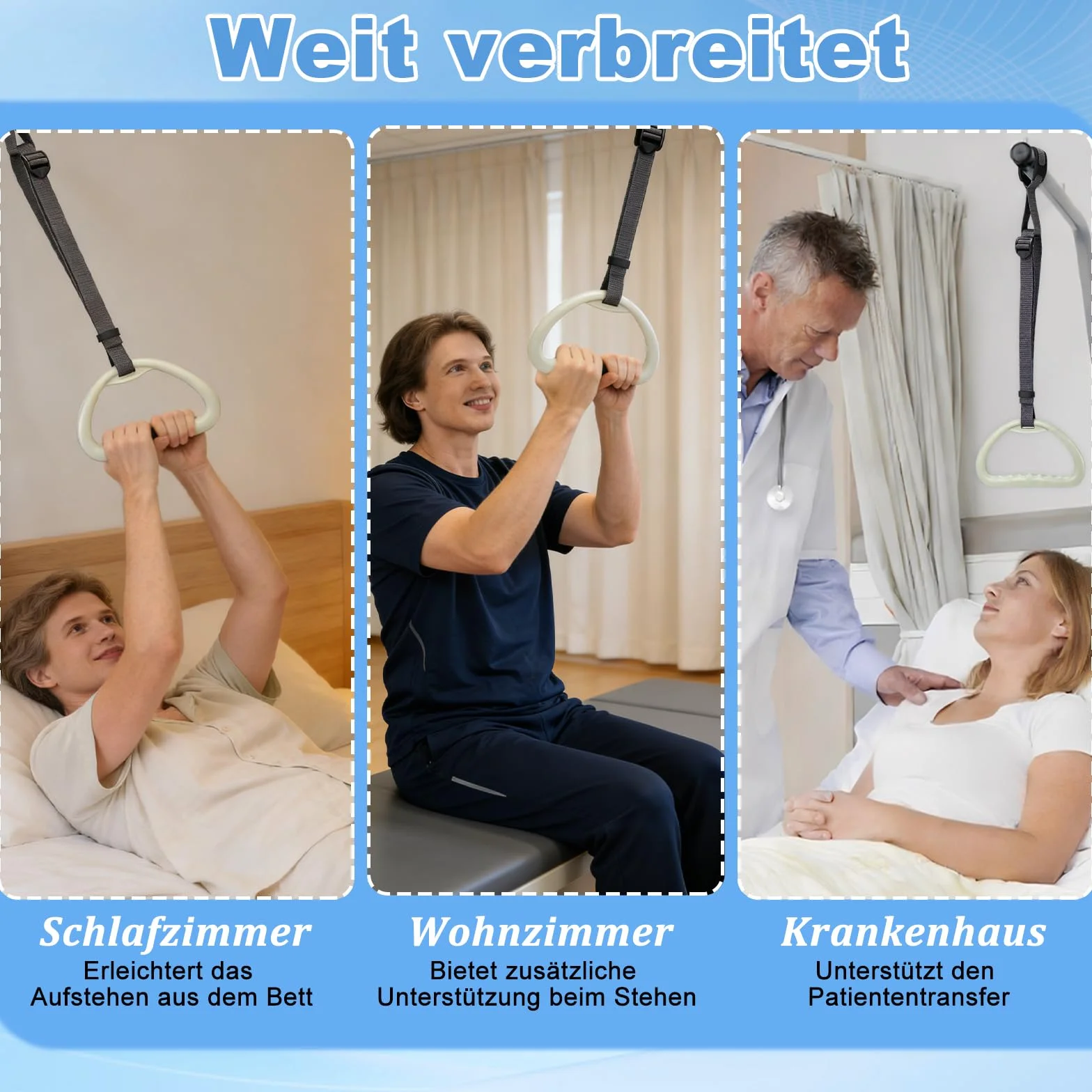 Foonary Uchwyt do baldachimu, antypoślizgowy, trapezowy uchwyt z regulowanym paskiem, ergonomiczny kształt, uchwyt łóżka z regulacją wysokości, uchwyt do prostowania, uchwyt zapasowy do baldachimu