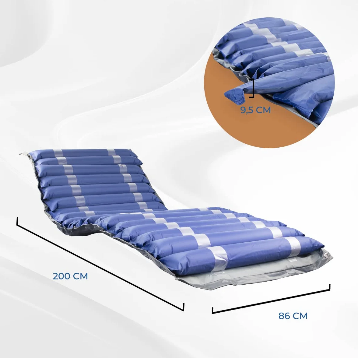 Mobiclinic Materac przeciwodleżynowy bąbelkow Mobi 2 200x86x9,5cm 20 komórek Nylon PVC Niebieski
