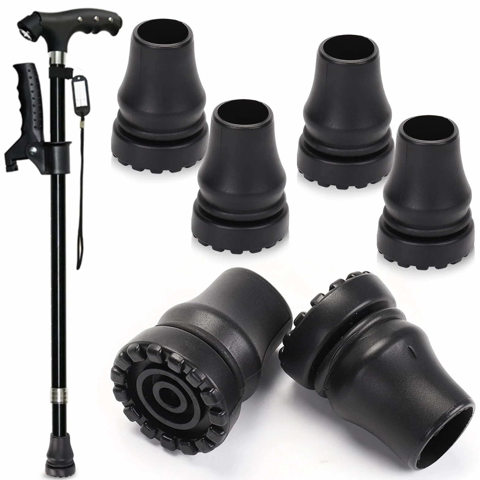 6 sztuk gumowych odbojników 19 mm, antypoślizgowe kulki, gumowe kijki do chodzenia, gumowe nakładki do kijków turystycznych, wytrzymałe, dla seniorów, do kul, kijków