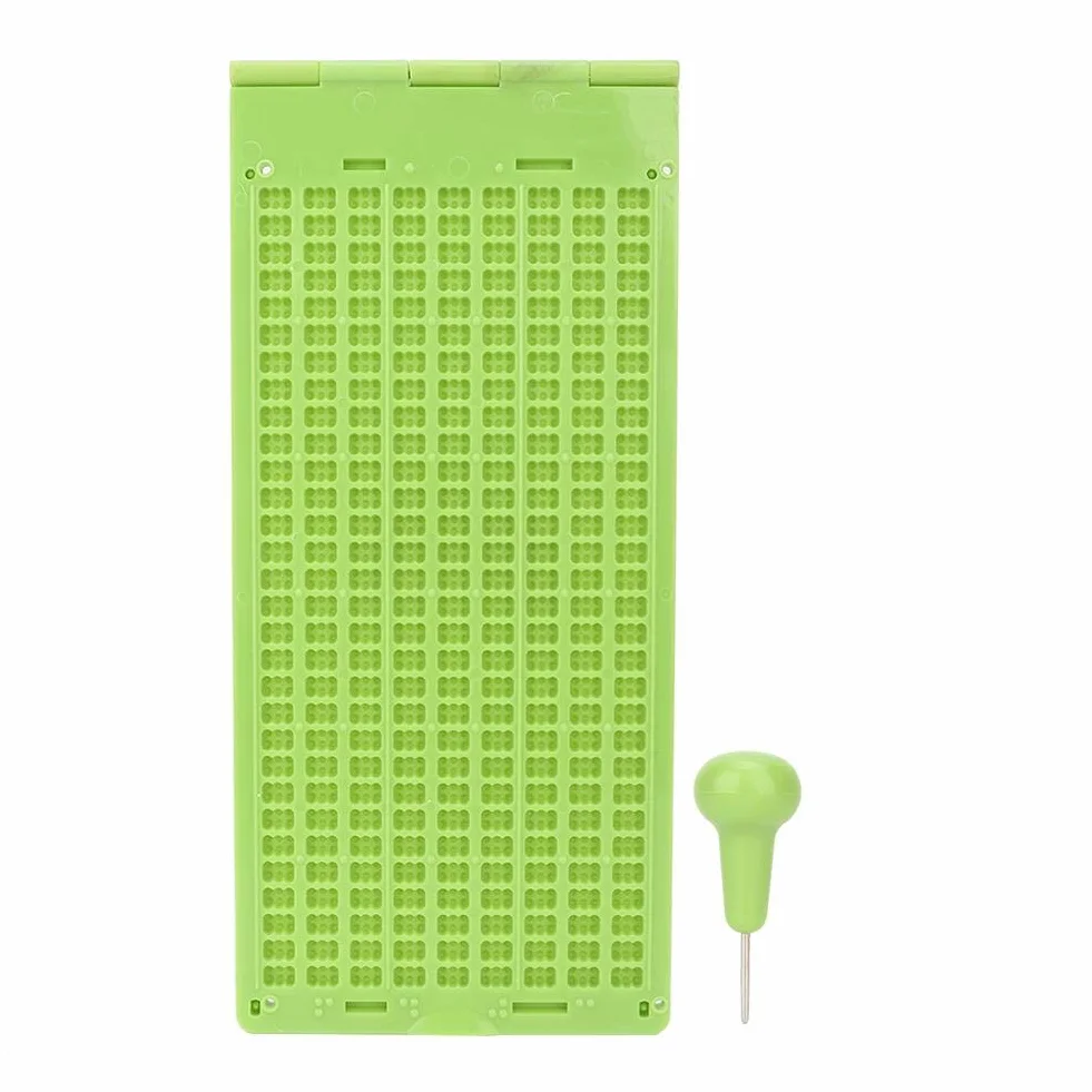 Braille Aids narzędzie do pisania, narzędzie Braille Aids przenośne plastikowe 9 linii 30 komórek Braille do pisania łupki dostępne z małym stylem, zapewniając idealne wrażenia z nauki Braille'a