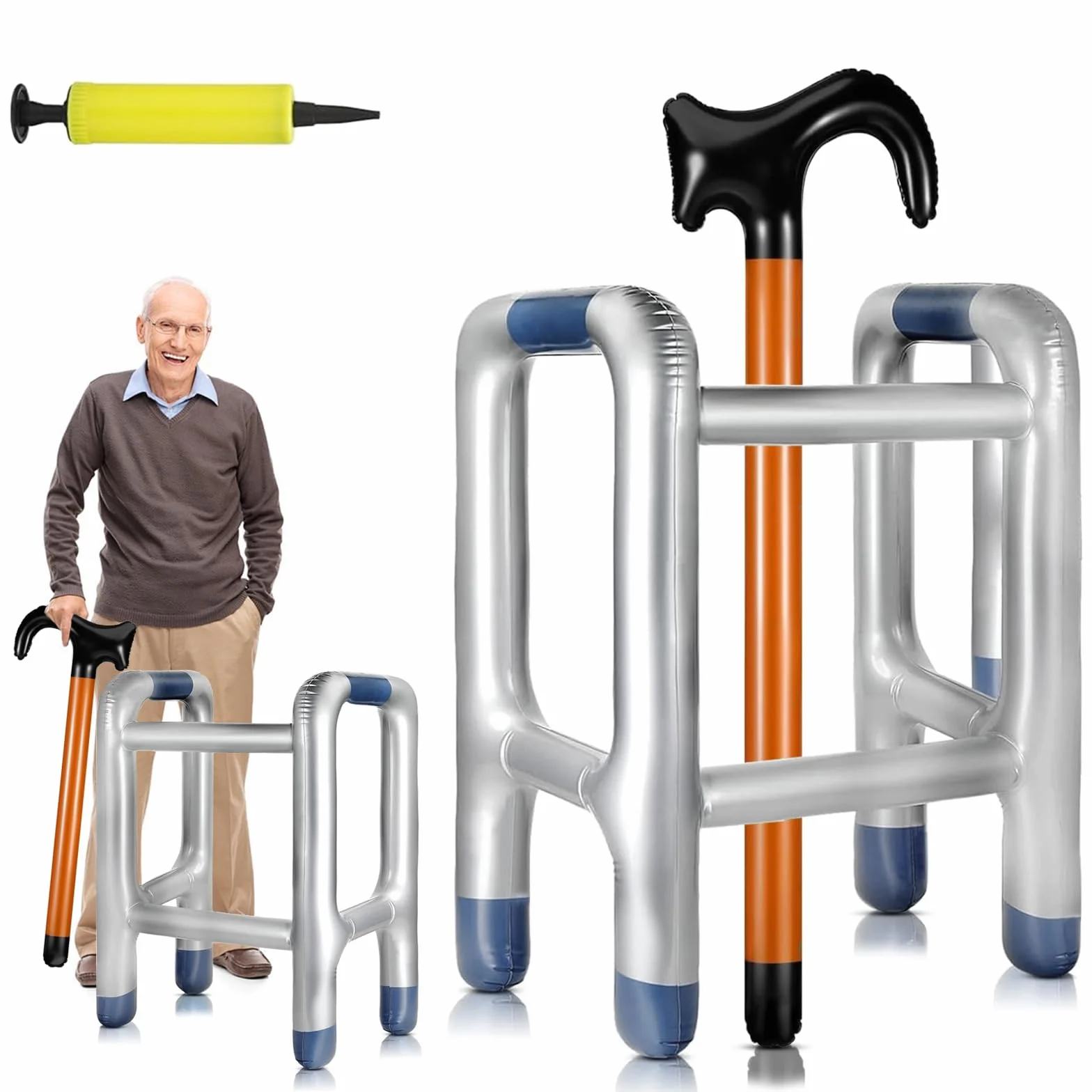 Nadmuchiwany chodzik i kij do chodzenia, 92 cm, nadmuchiwany chodzik, do wielokrotnego użytku, na urodziny, karnawał, każdą imprezę