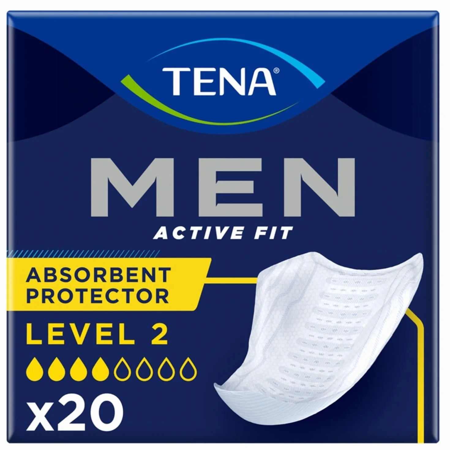 Wkładki męskie TENA Men Active Fit Level 2 na średnie nietrzymanie moczu - urologiczne, higieniczne podpaski na nietrzymanie moczu dla dorosłych (1 opakowanie 20 sztuk)