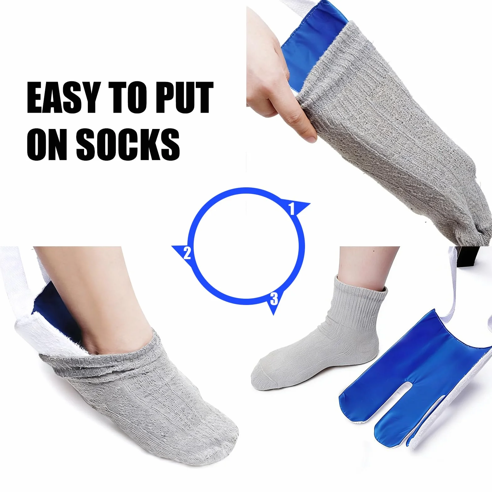 Asystent do zakładania skarpet, ergonomiczny pomocnik Sock Aid, ułatwia założenie skarpet bez schylania, idealny dla seniorów, osób niepełnosprawnych i w ciąży