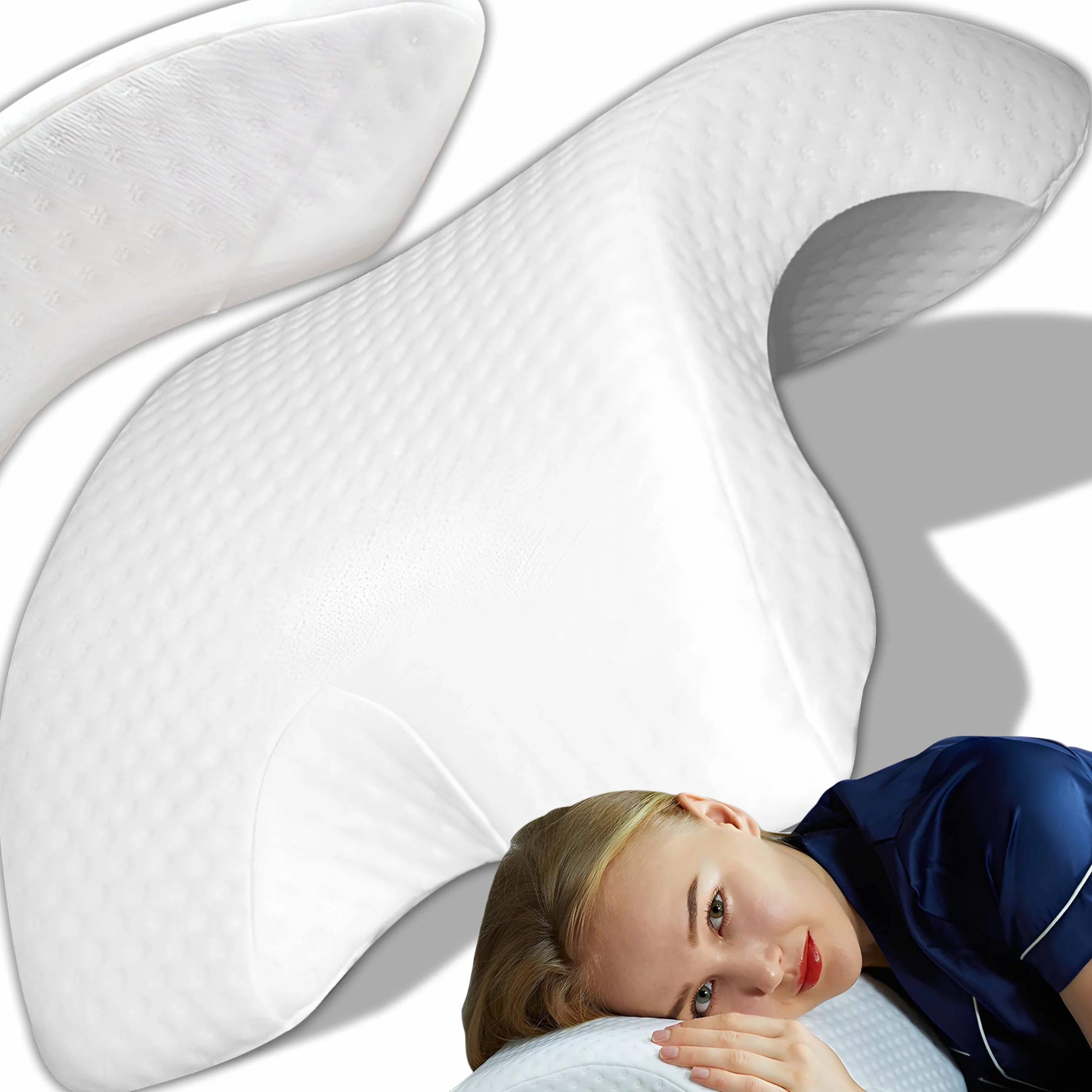 Retoo Poduszka z pianki z pamięcią kształtu, poduszka do spania na boku, pianka, ergonomiczna poduszka pod kark, zdrowa, pielęgnacja, poduszka piankowa, poduszka podróżna, nie odrętwiała
