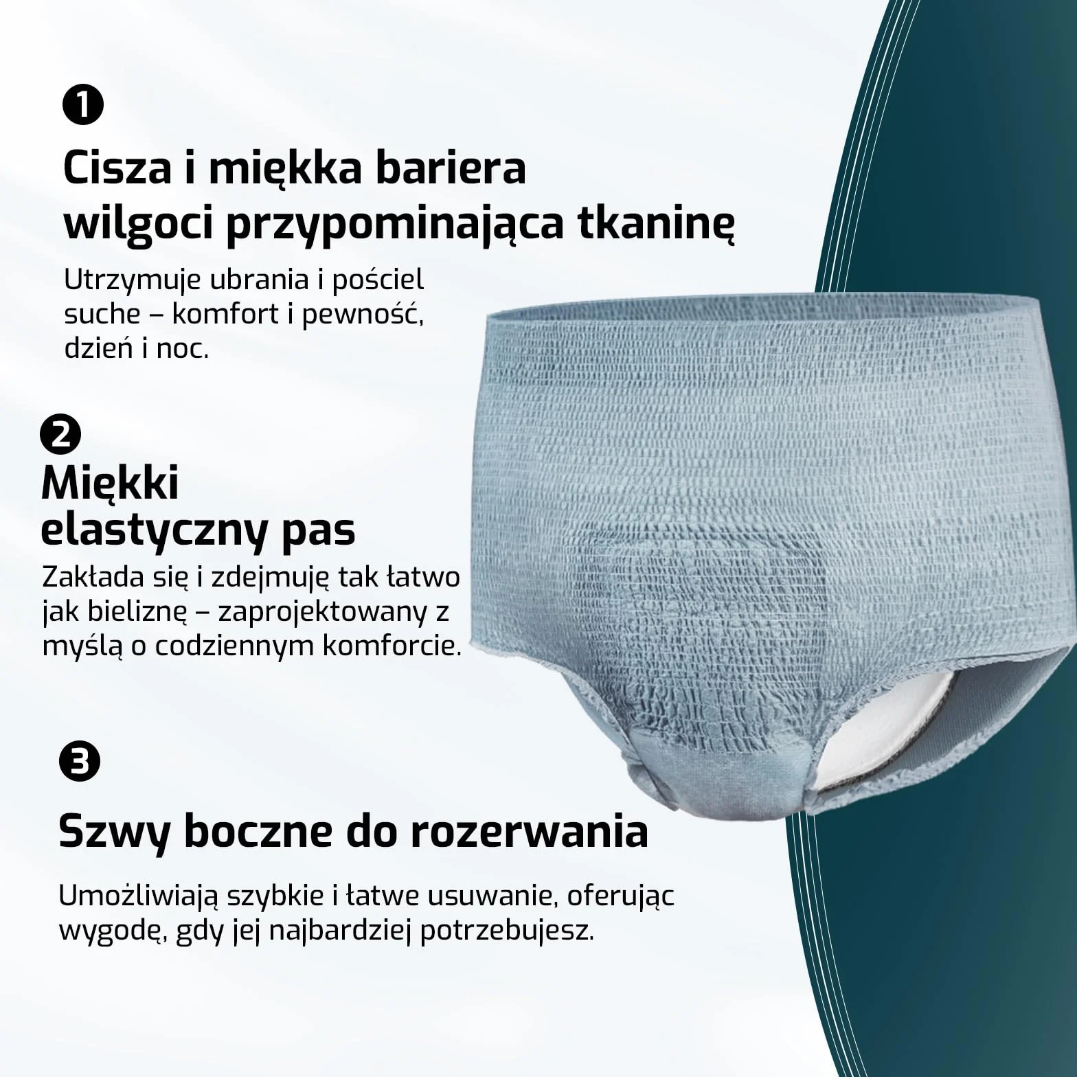 SUNKISS Męskie spodnie z nietrzymaniem moczu, jednorazowe spodnie dla dorosłych, pieluchy męskie o maksymalnej chłonności, szare, rozmiar L, 30 szt.