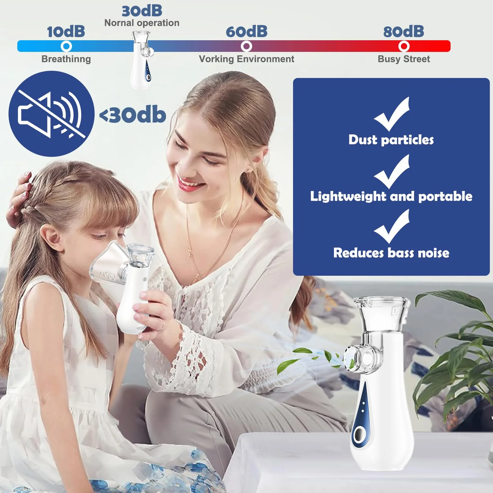 GIBOHOM inhalator z nebulizatorem USB-C dla dorosłych i dzieci, 2 maski, 1 ustnik, przenośny