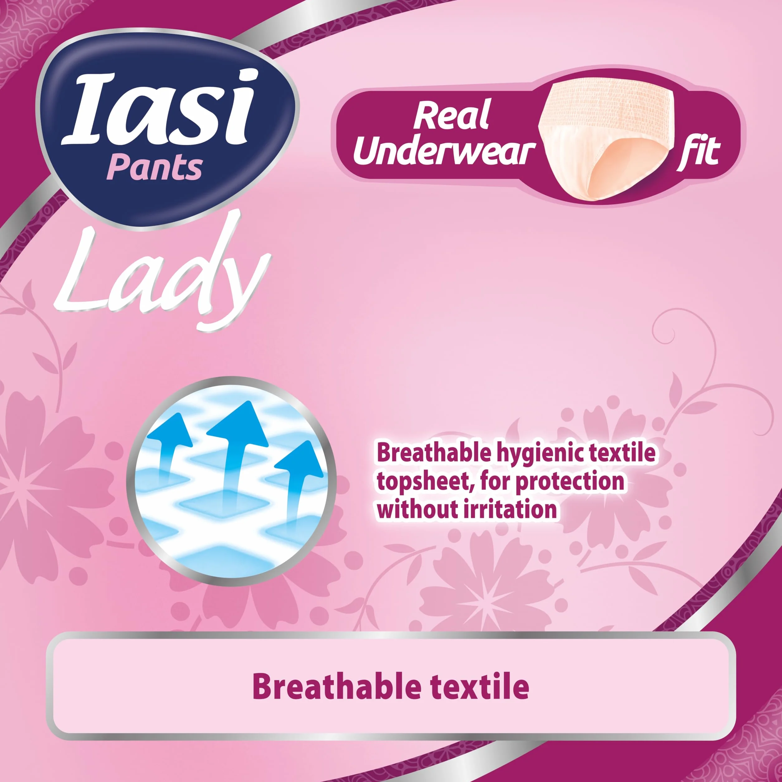 IASI LADY Pants, kompresy dla kobiet z nietrzymaniem moczu, majtki na obfite utrata moczu, wchłanianie plus rozmiar M, 12 sztuk