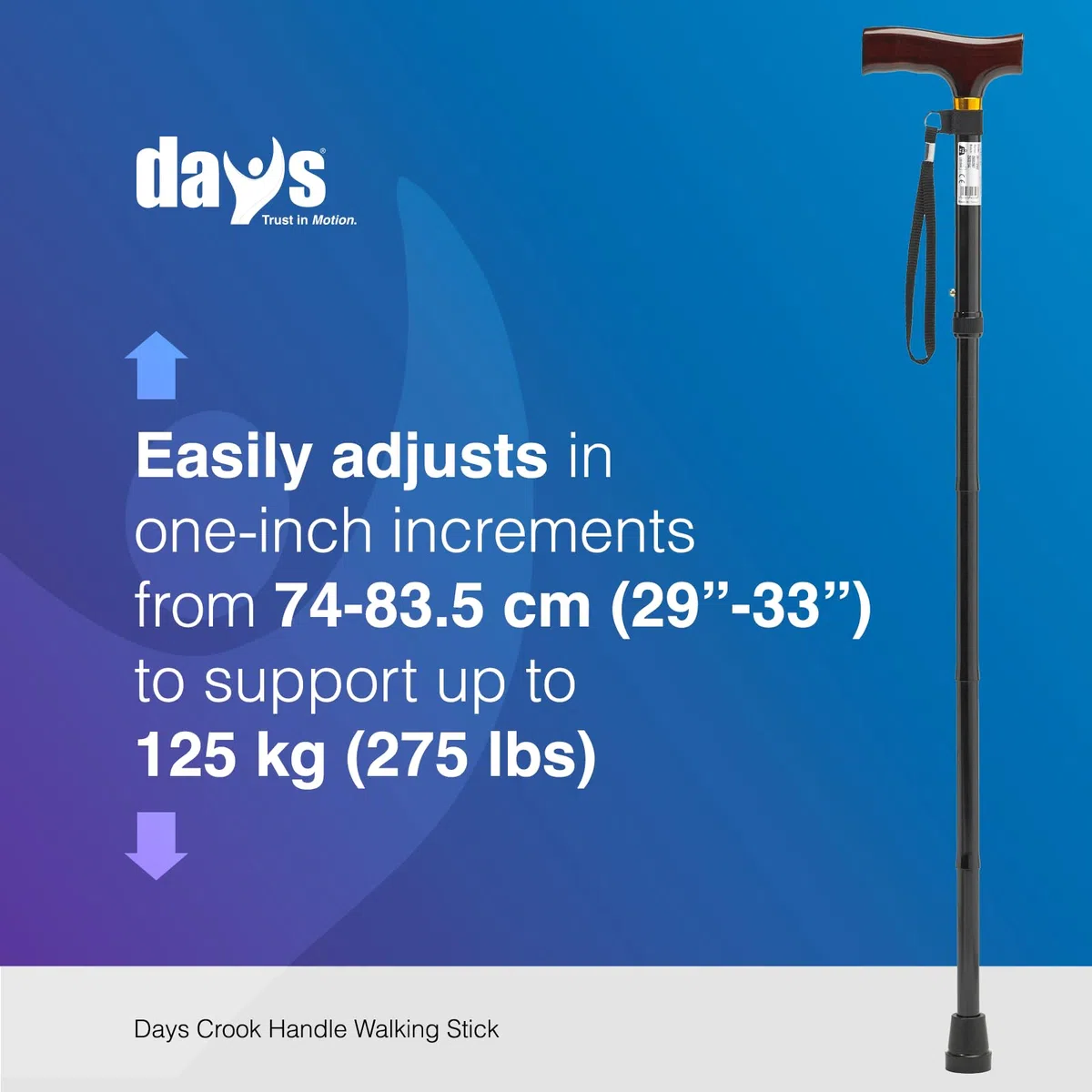 Patterson Medical laska z regulacją wysokości, składana, 74-83,5 cm