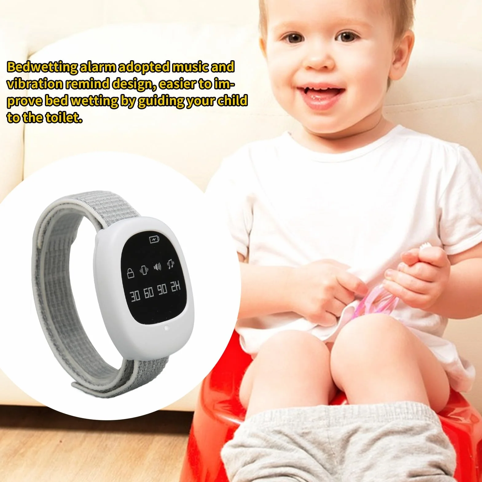 Bezprzewodowy alarm moczenia nocnego z wibracjami muzycznymi