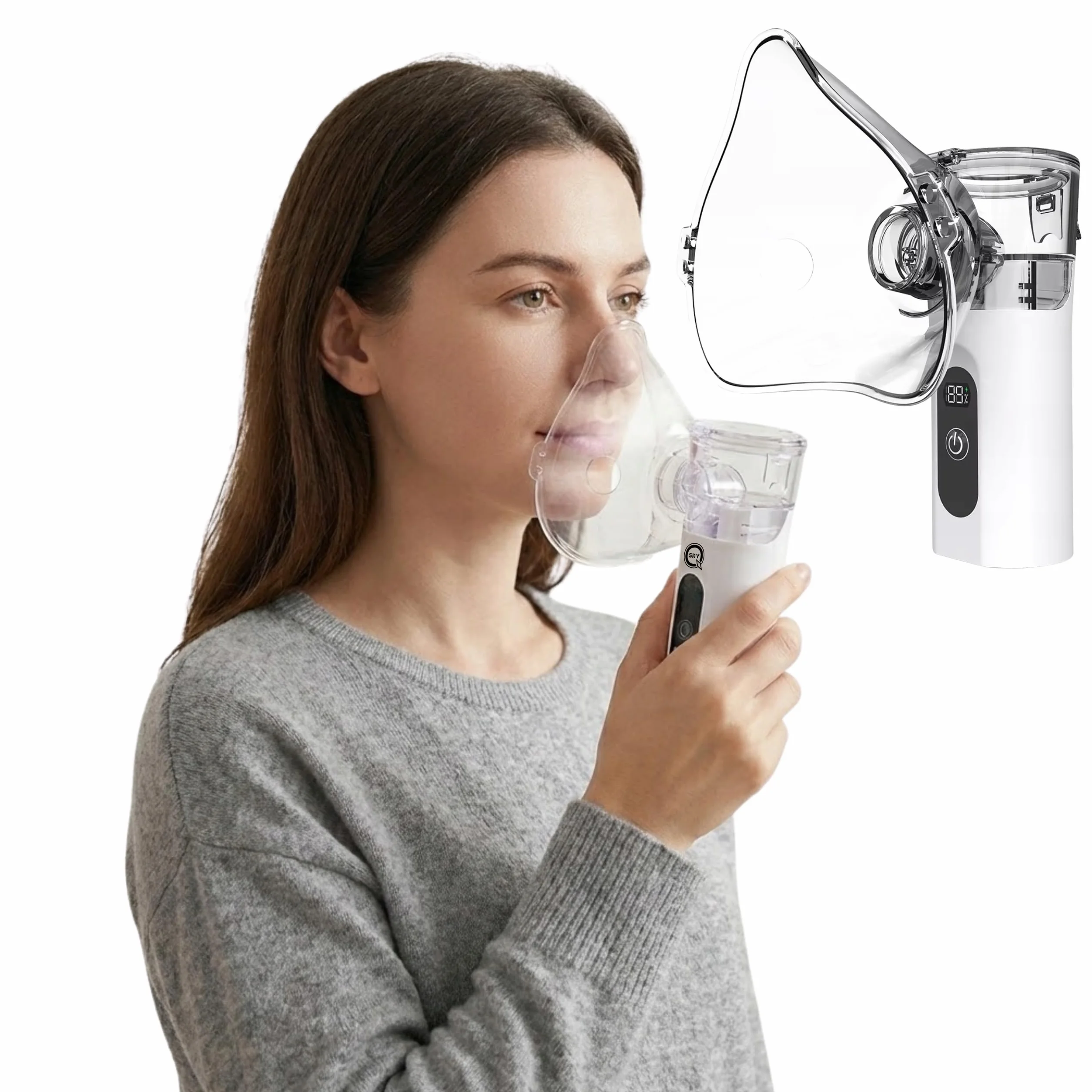 Inhalator Nebulizator Przenośny Cichy Akumulator QSKY dla Dzieci i Dorosłych