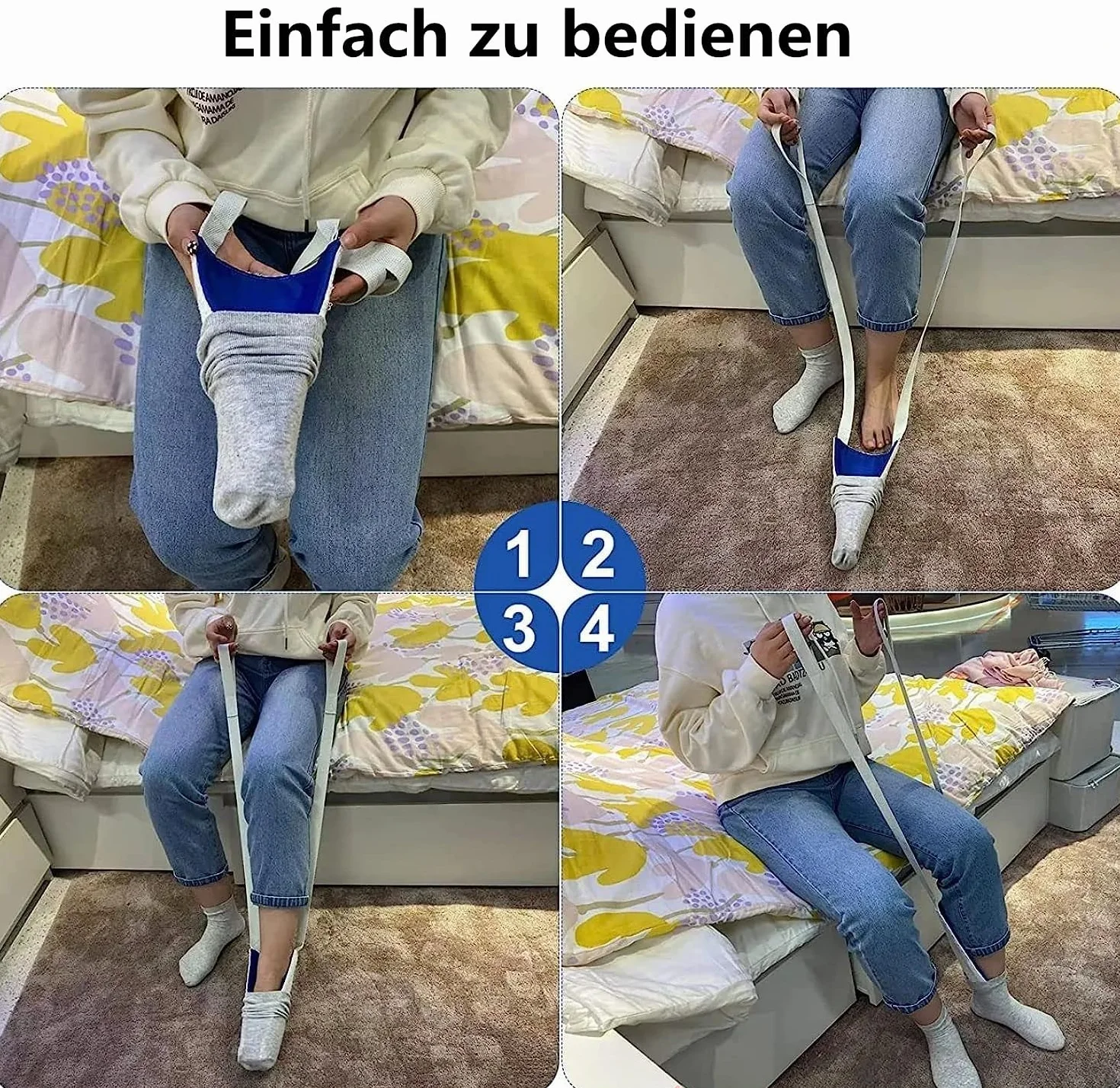 LATRAT Pomoc w zakładaniu skarpet i pończoch, łatwy w użyciu ściągacz do skarpet, łatwe i proste w zakładaniu skarpety, pomoc w zakładaniu skarpet dla osób starszych, niepełnosprawnych, kobiet w ciąży