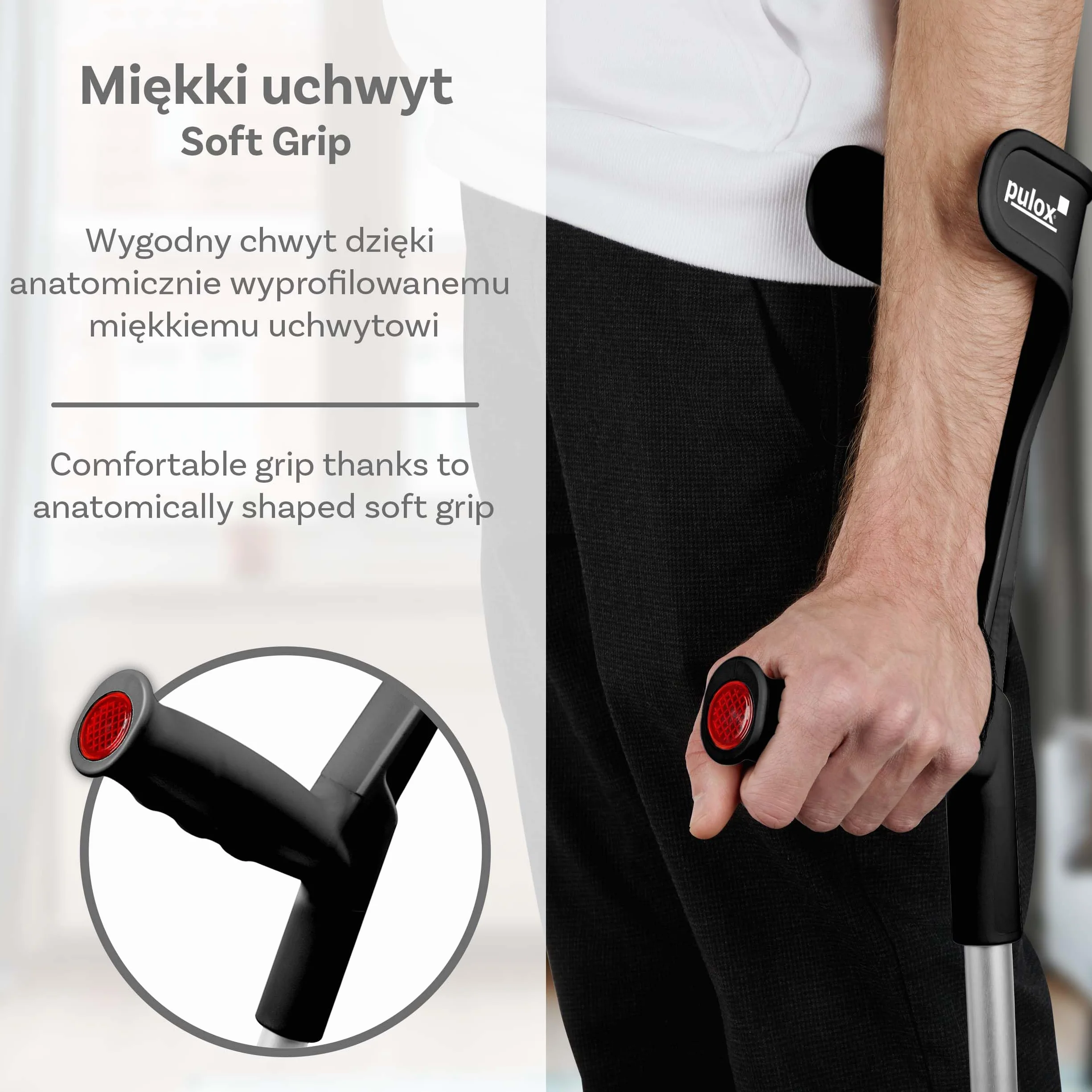 Ossenberg Classic Para podpórek do 140 kg czarny z miękkim ergonomicznym uchwytem