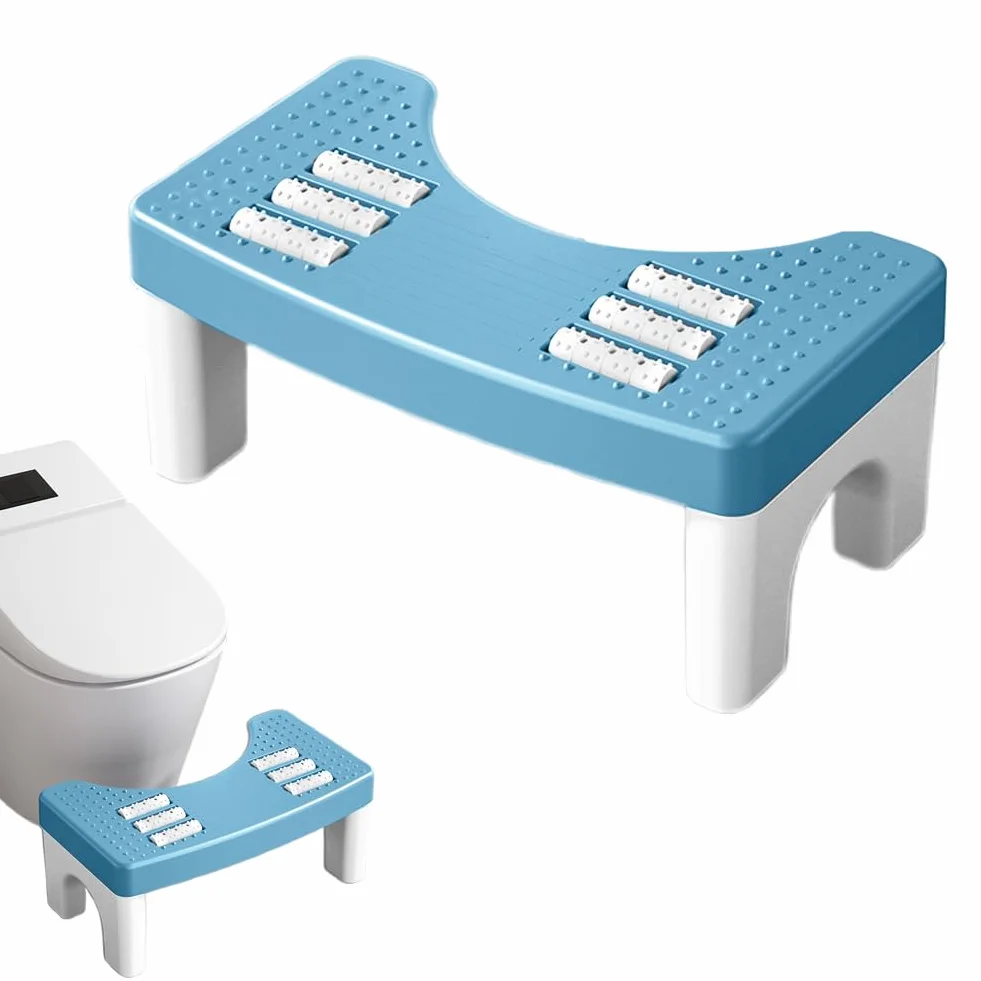 Podnóżek toaletowy Ergonomiczny podnóżek toaletowy dla dorosłych, antypoślizgowy, naukowa wysokość uspokajająca jelita, zapobiega hemoroidom, zaparciom, wzdęciom itp. (Niebieski)