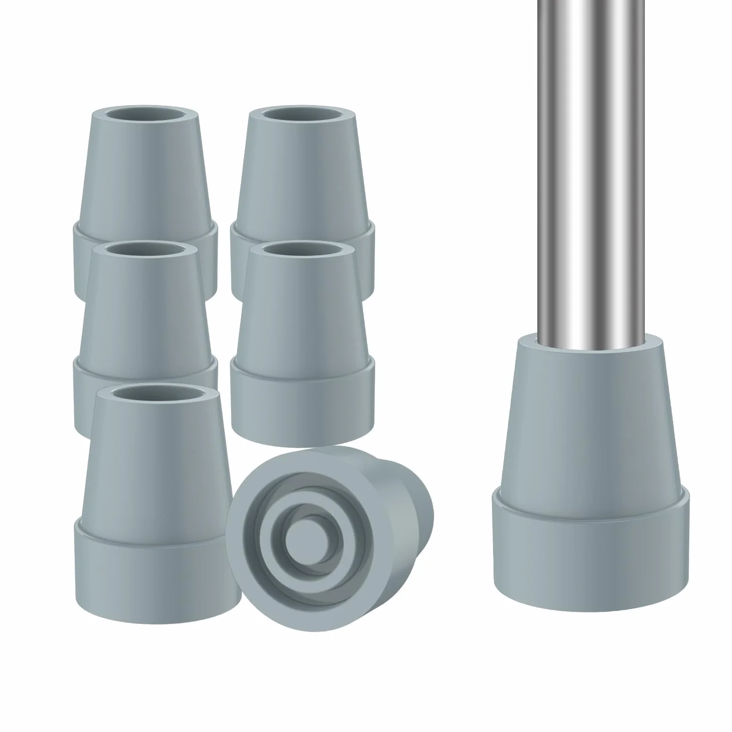 supregear Końcówka rurowa (6 szt.), 19 mm, wymienna końcówka rury, do chodzenia, pałeczki, wysoka wytrzymałość, kauczuk i węgiel czarny, mieszane, antypoślizgowe, stabilne, składane, akcesoria, kolor