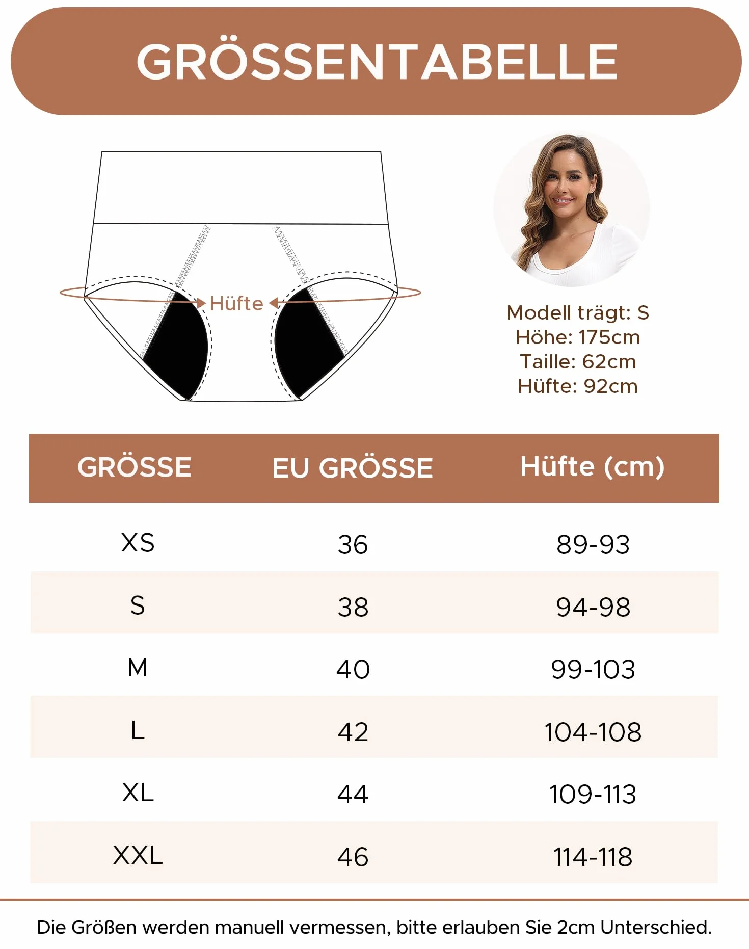 INNERSY Bielizna okresowa, silne krwawienie, bambus, wysoka talia, bielizna menstruacyjna, 3 sztuki