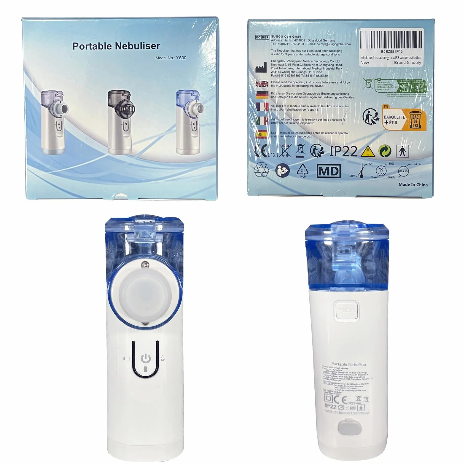 Inhalator, przenośny zestaw nebulizatora do inhalacji, cichy inhalator z ustnikiem, nebulizator do inhalacji dla dzieci i dorosłych, inhalator z ustnikiem, akumulator USB
