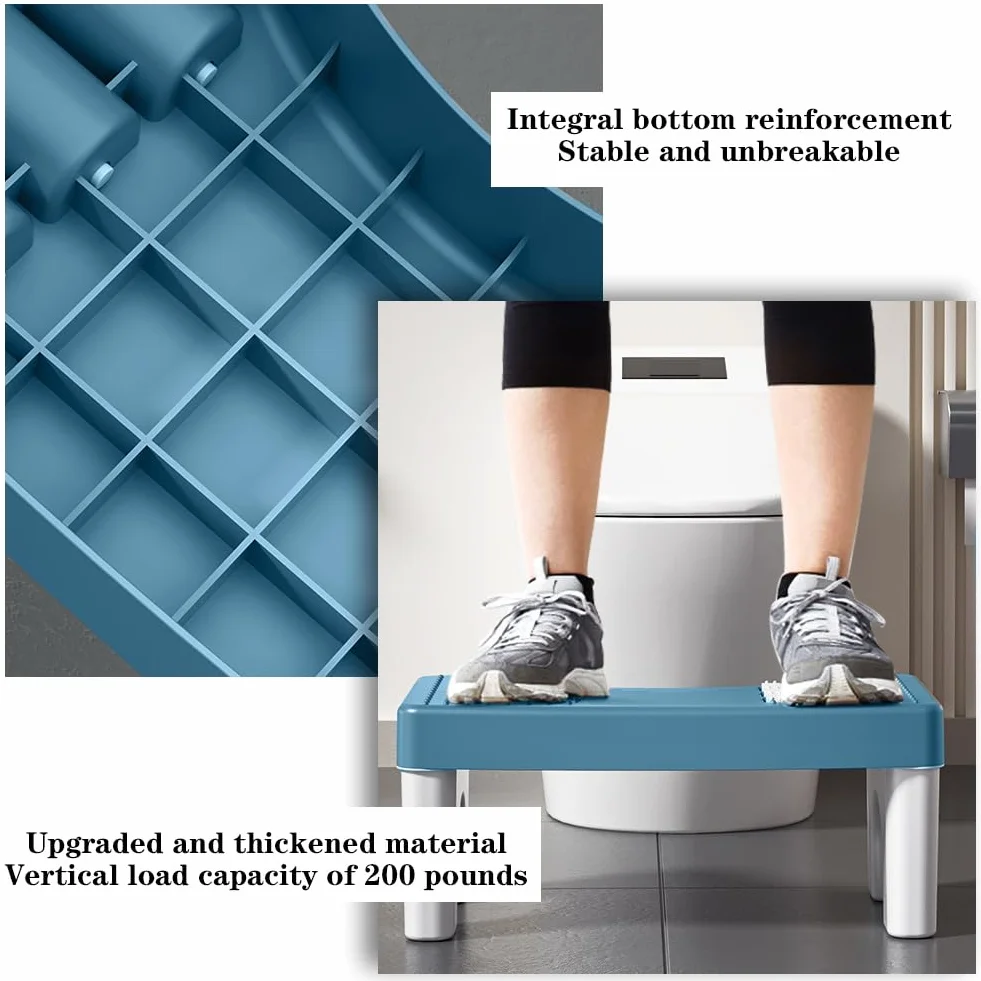 Podnóżek toaletowy Ergonomiczny podnóżek toaletowy dla dorosłych, antypoślizgowy, naukowa wysokość uspokajająca jelita, zapobiega hemoroidom, zaparciom, wzdęciom itp. (Niebieski)